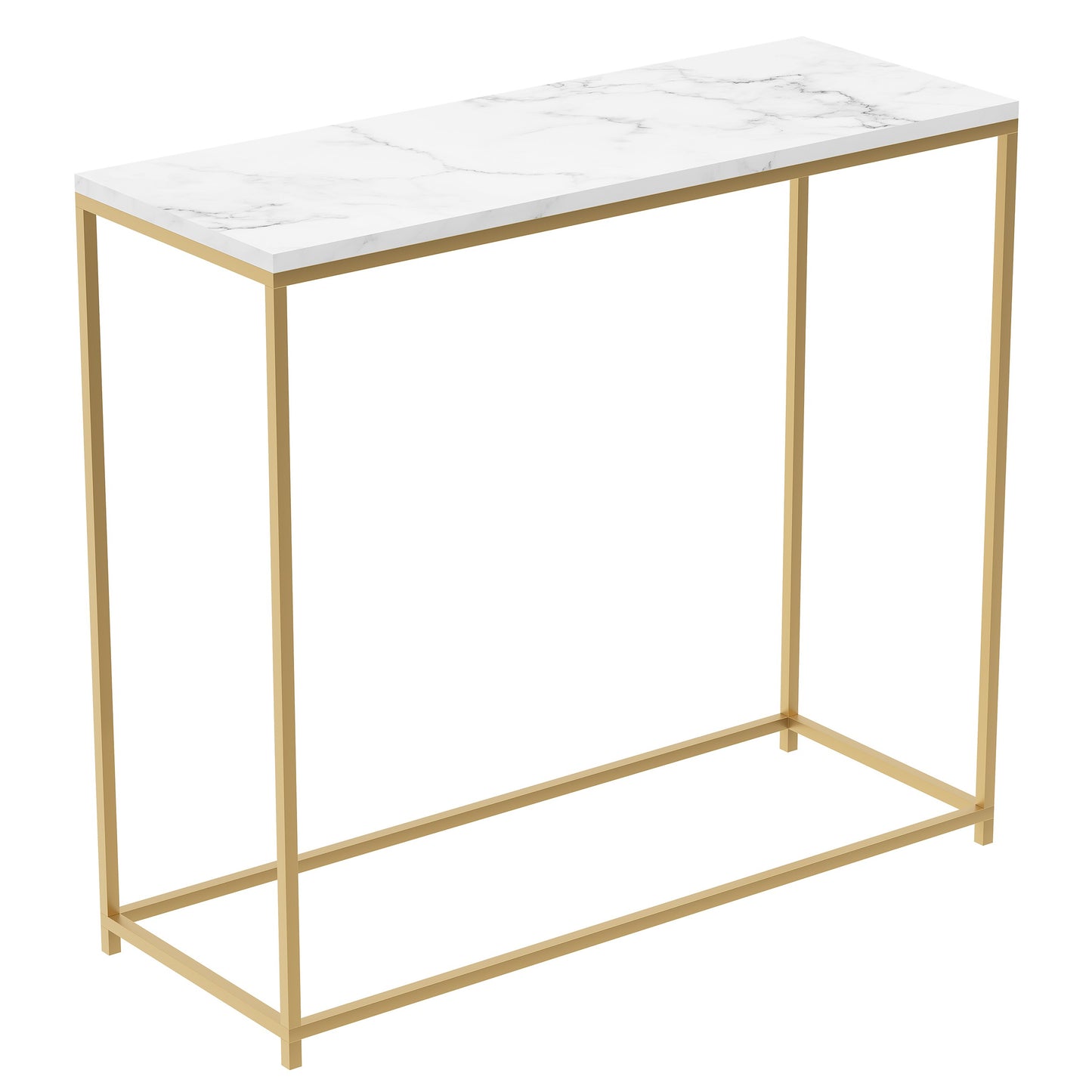 Safdie & Co. Console Table 31" Marble Gold Metal, Entryway or Sofa Table for Living Room