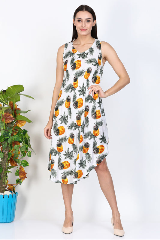 India Blue Women's Pineapple Print Dress