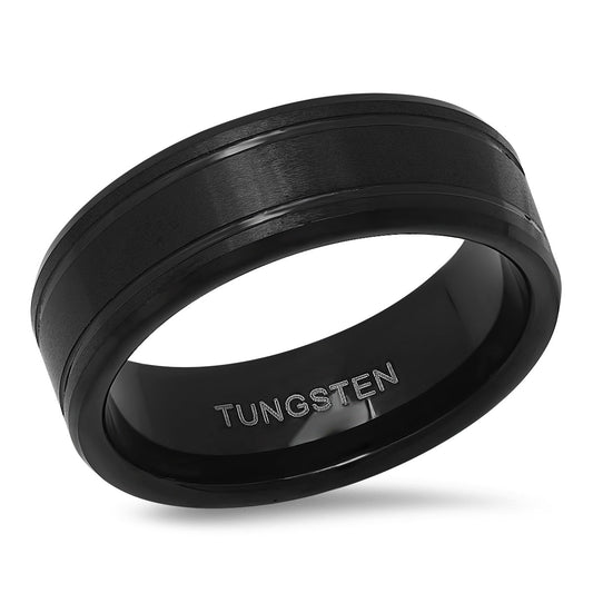 SteelTime Black Ion Plated Tungsten Ring Band