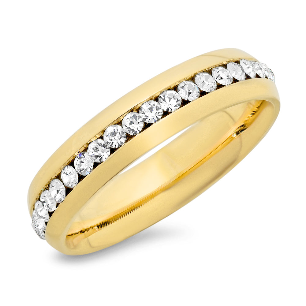 SteelTime Simulated Diamonds Band Ring