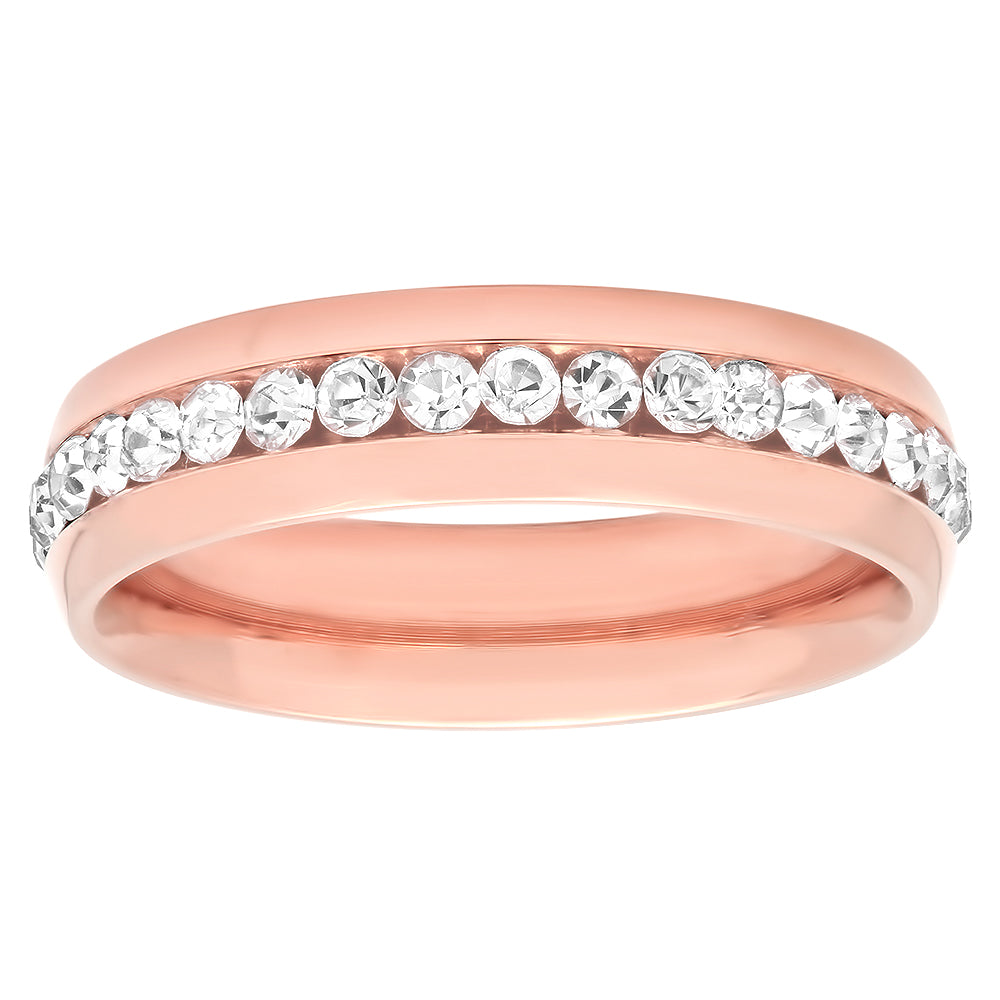 SteelTime Simulated Diamonds Band Ring