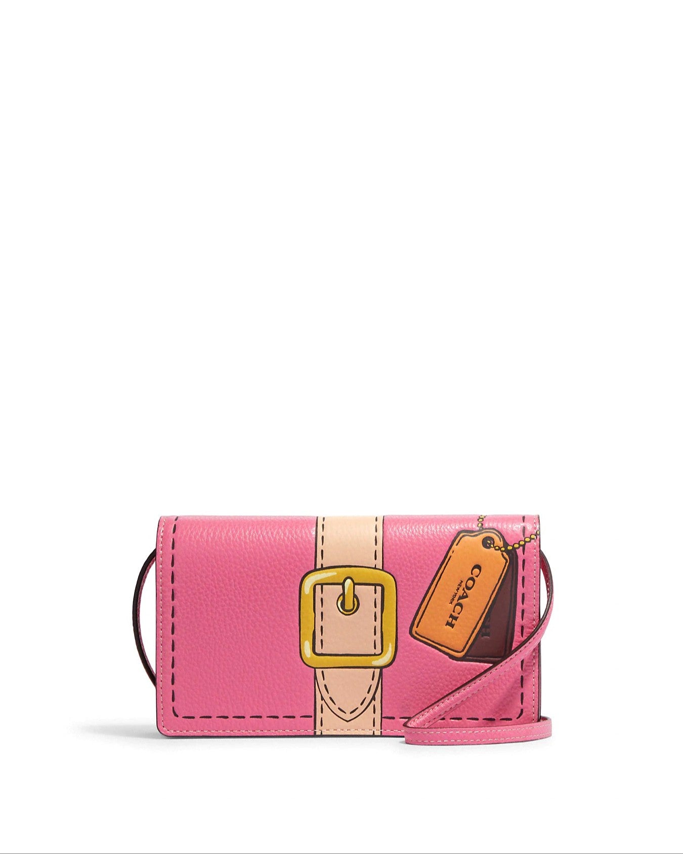 title:Coach Anna Foldover Clutch Crossbody With Trompe L'oeil Print;color:Petunia Multi