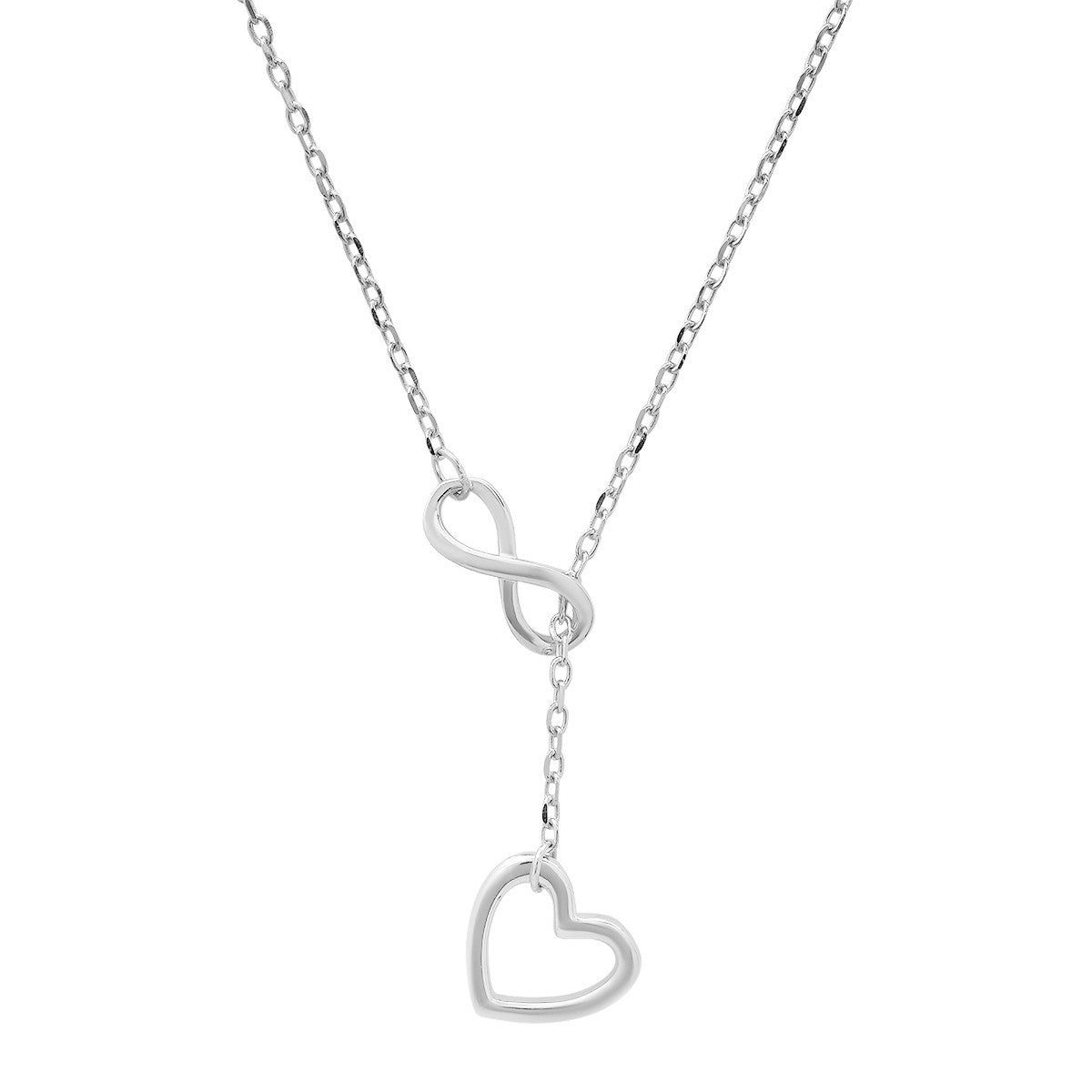 Sterling Silver Infinity Heart Y Necklace - Ruumur