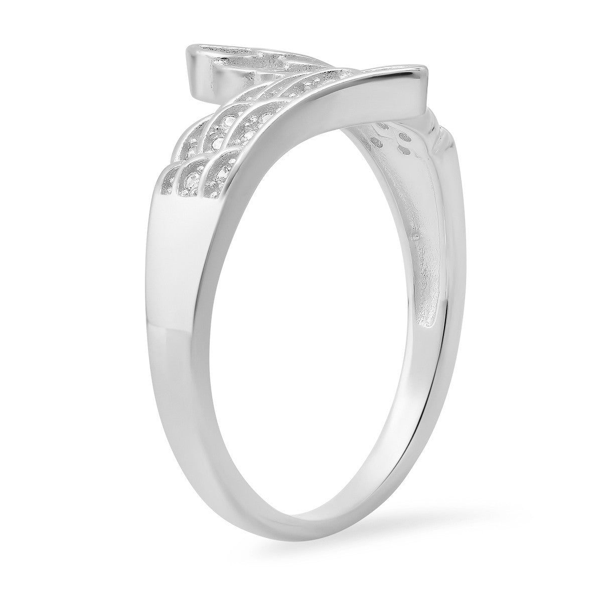 Sterling Silver CZ Angel Wings Ring