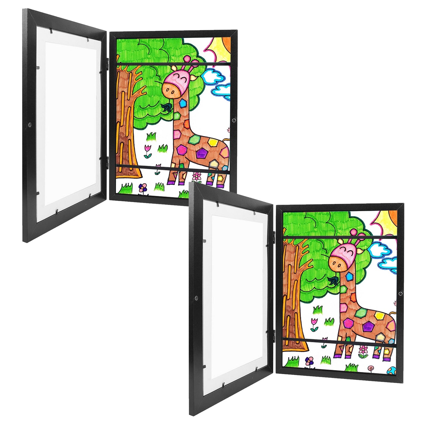 title:Fresh Fab Finds 12.99x9.52in Kids Art Frame Front Opening Wooden Frame Artwork Display Storage Frame A4 Picture Frame Wall Display for Photo Art Projects Picture Chil;color:Black