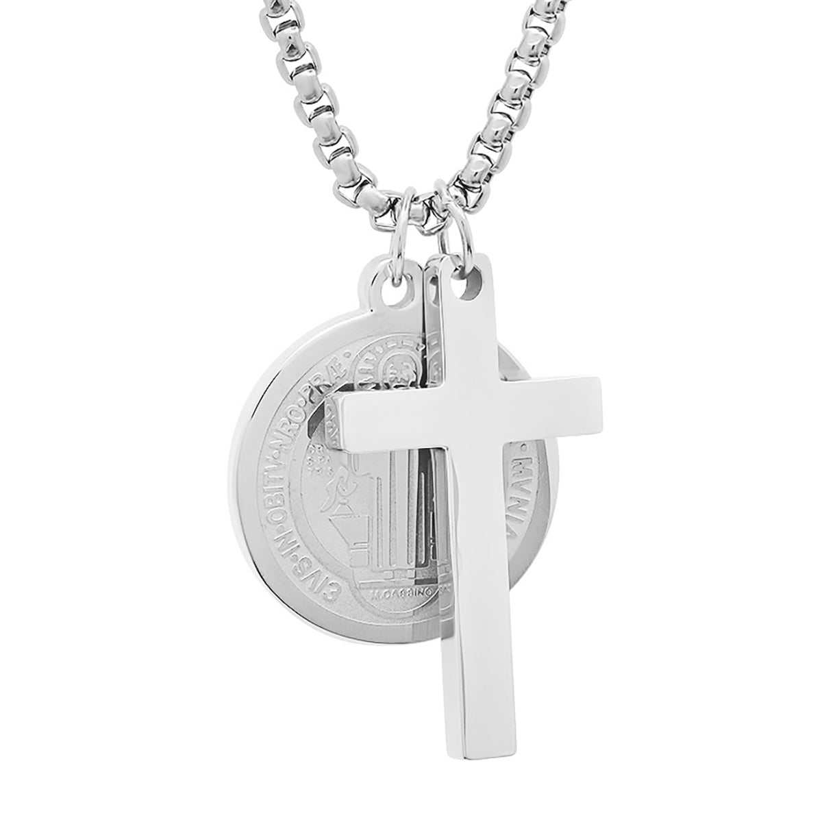 St. Benedict Double Pendant Cross Necklace - Ruumur