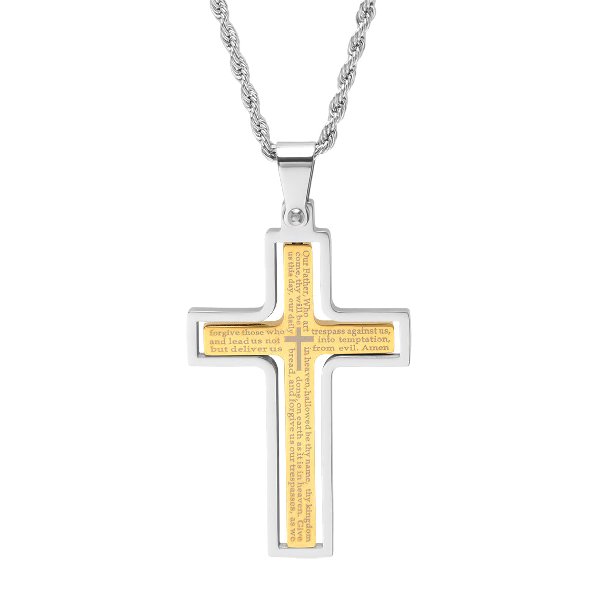 Lords Prayer Spinner Cross Pendant - Ruumur