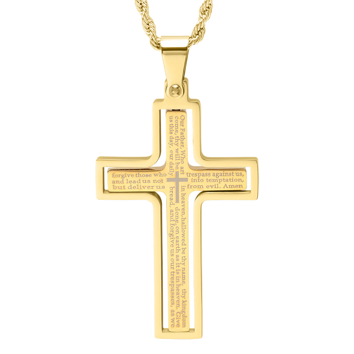 Lords Prayer Spinner Cross Pendant - Ruumur