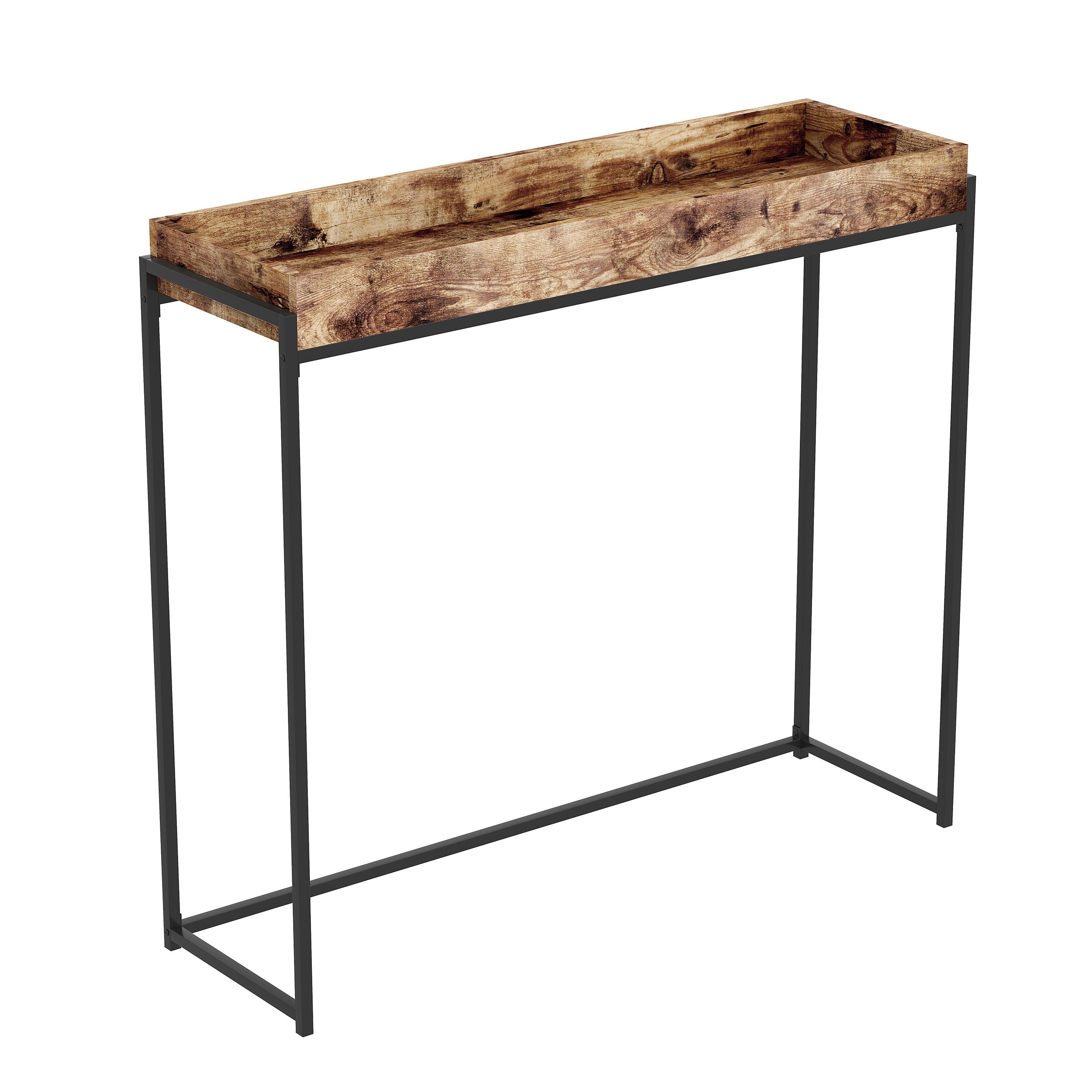 title:Safdie & Co. Console Table 35L Brown Reclaimed Wood Sunken Tray;color:Brown