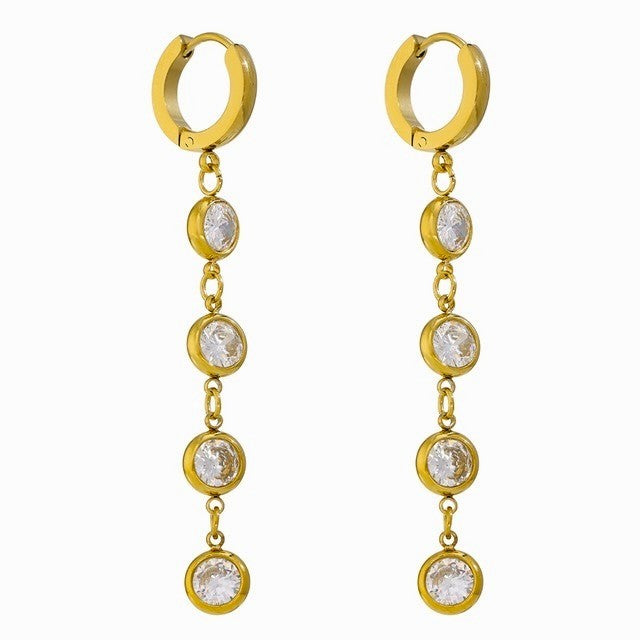 title:Classic Single-Strand CZ Drop Earrings;color:Gold