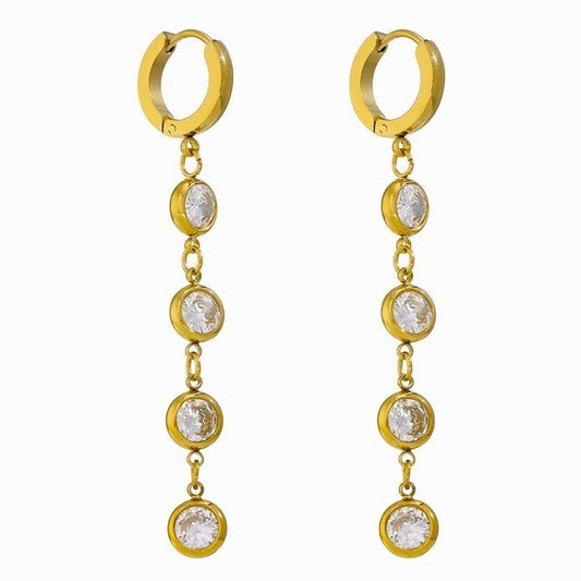 title:Classic Single-Strand CZ Drop Earrings;color:Gold