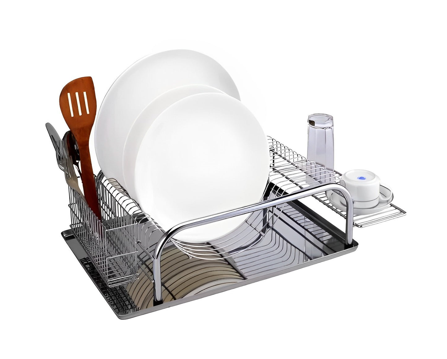 Dish Drying Rack- Multifunctional Dish Rack for Kitchen Counter, Anti-Rust Drying Dish Rack with Cutlery & Cup Holders (23"x16"x6")