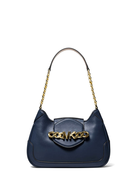 title:Michael Kors Women's Navy Hally Small Leather Shoulder Bag;color:Navy