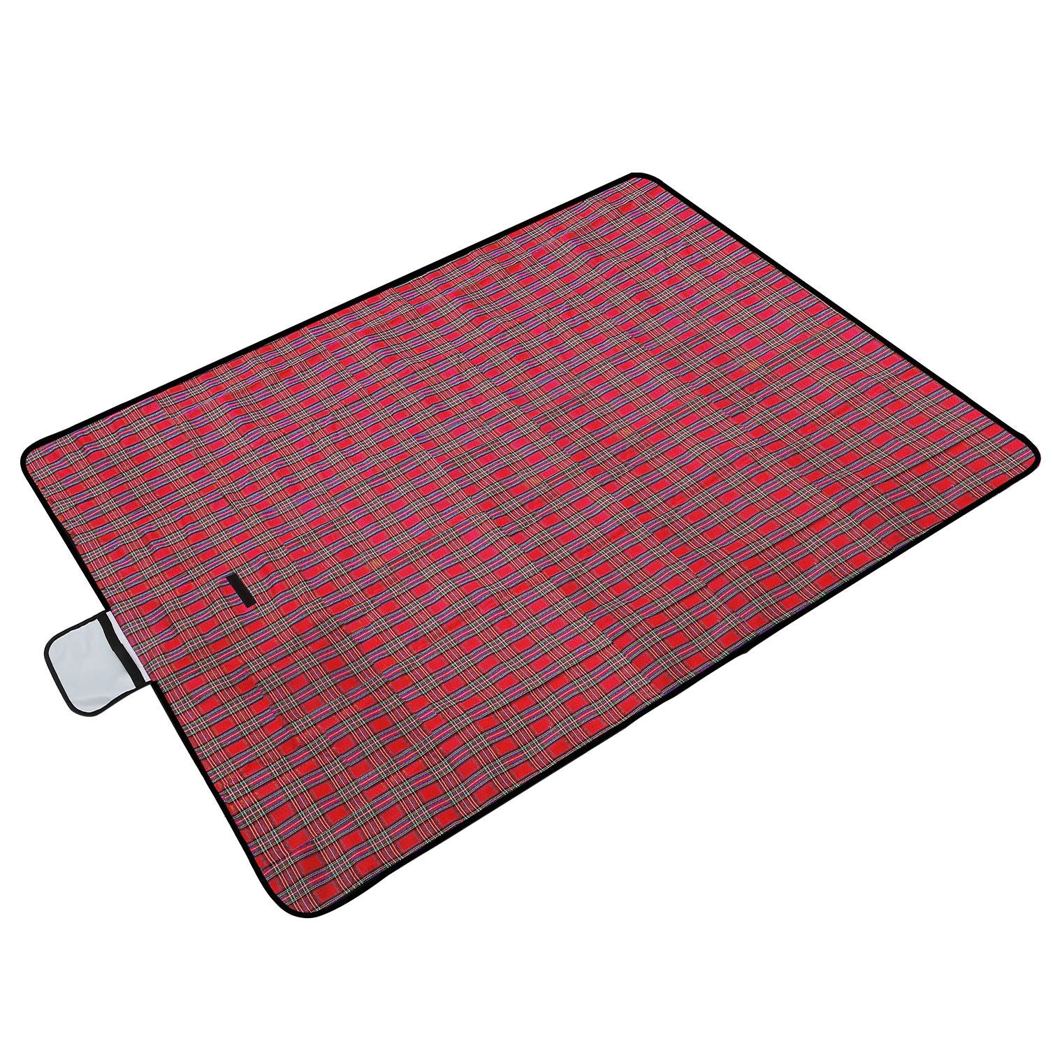 title:60" x 78" Waterproof Picnic Blanket Handy Mat with Strap Foldable Camping Rug for Camping Hiking Grass Travelling;color:Red