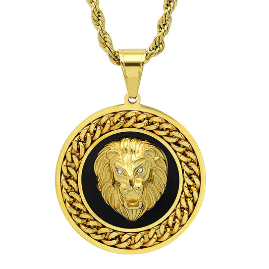 Lions Head Cuban Link Inlay Pendant