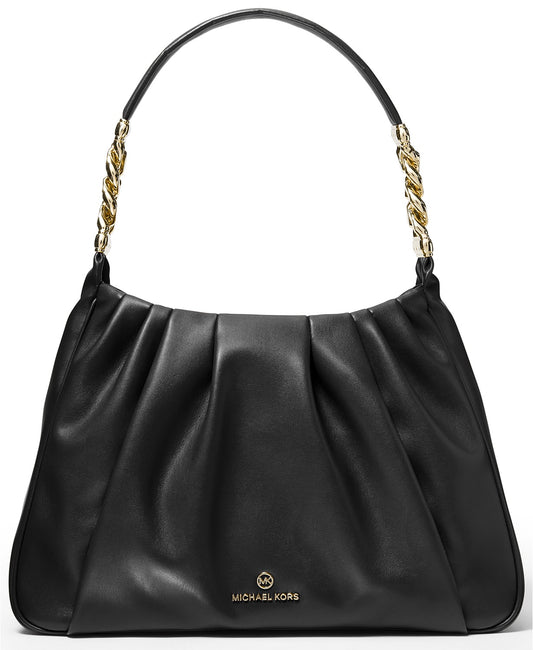 title:Michael Kors Women's Black Hannah Medium Shoulder Bag;color:Black