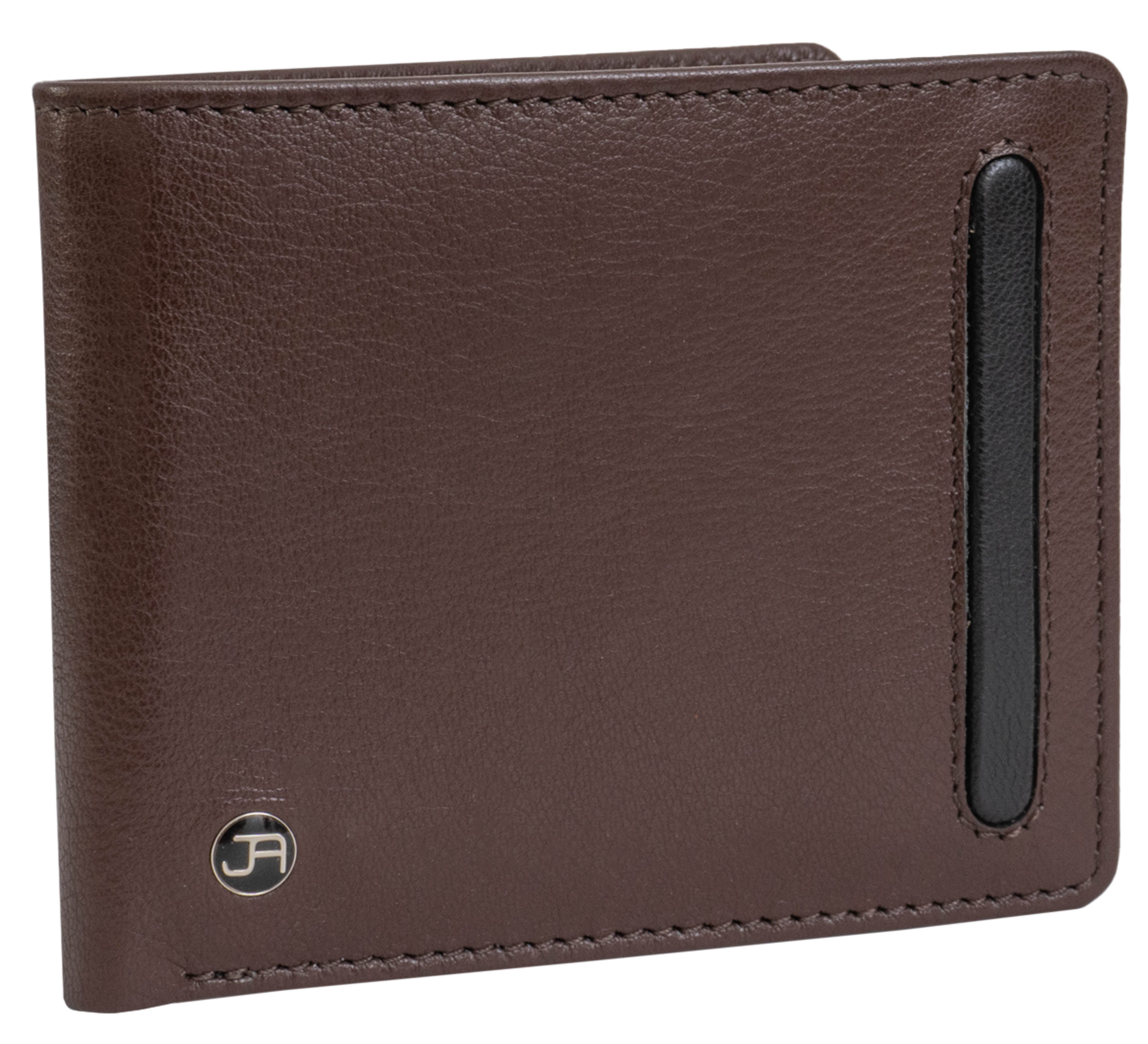 title:Jack Abrahams Bi-Fold RFID Wallet With Flip ID Window Pocket;color:Brown/Black