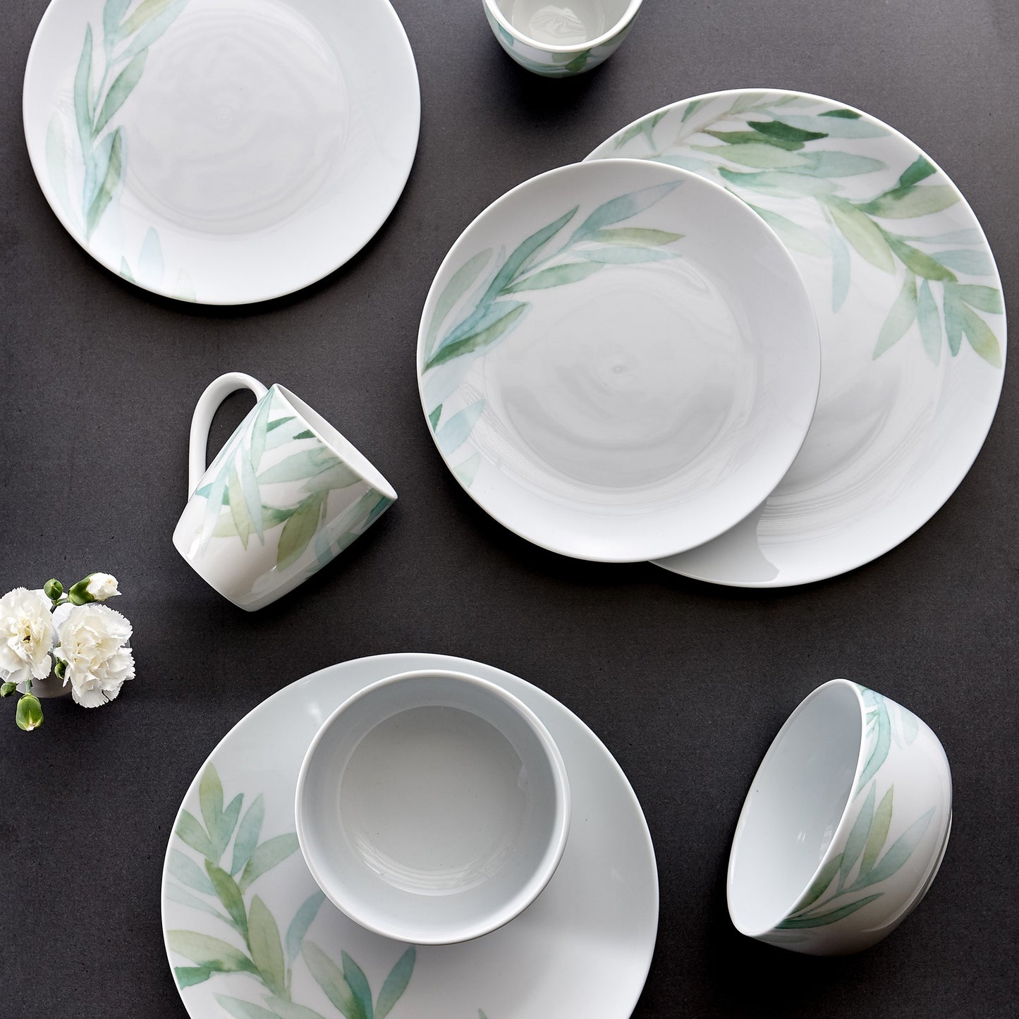 Safdie & Co. Dinnerware Set 16Piece Porcelain Foliage, Service for 4