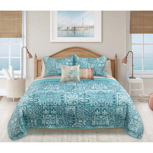 title:Safdie & Co. Quilt 3PC Set DQ Lisbon;color:Multi