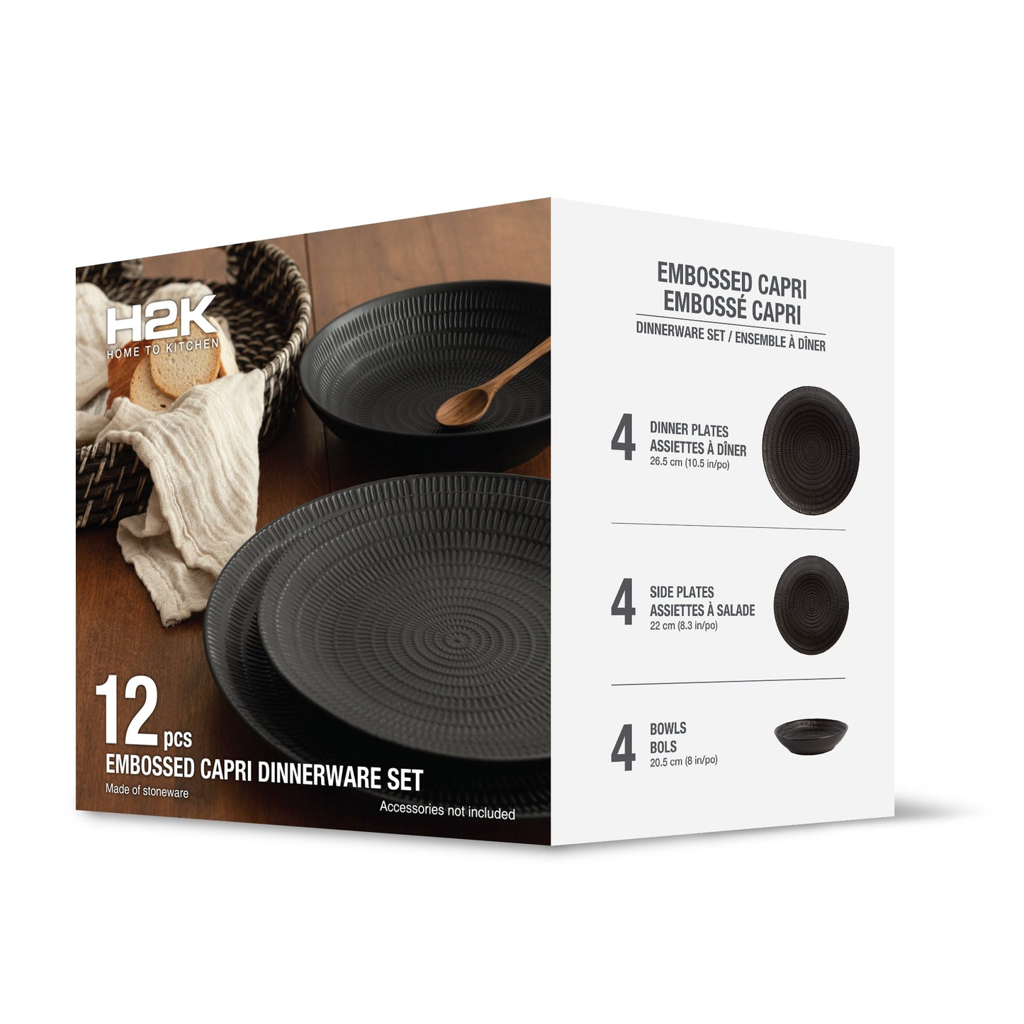 Safdie & Co. Dinnerset 12PC Stoneware Capri Black