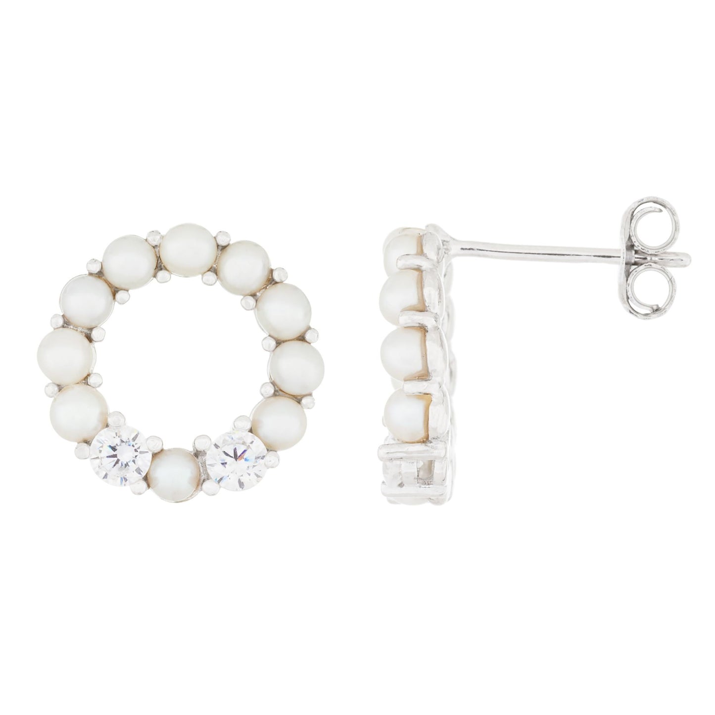 title:Splendid Pearls Sterling Silver Pearl Earrings ESR-483;color:White