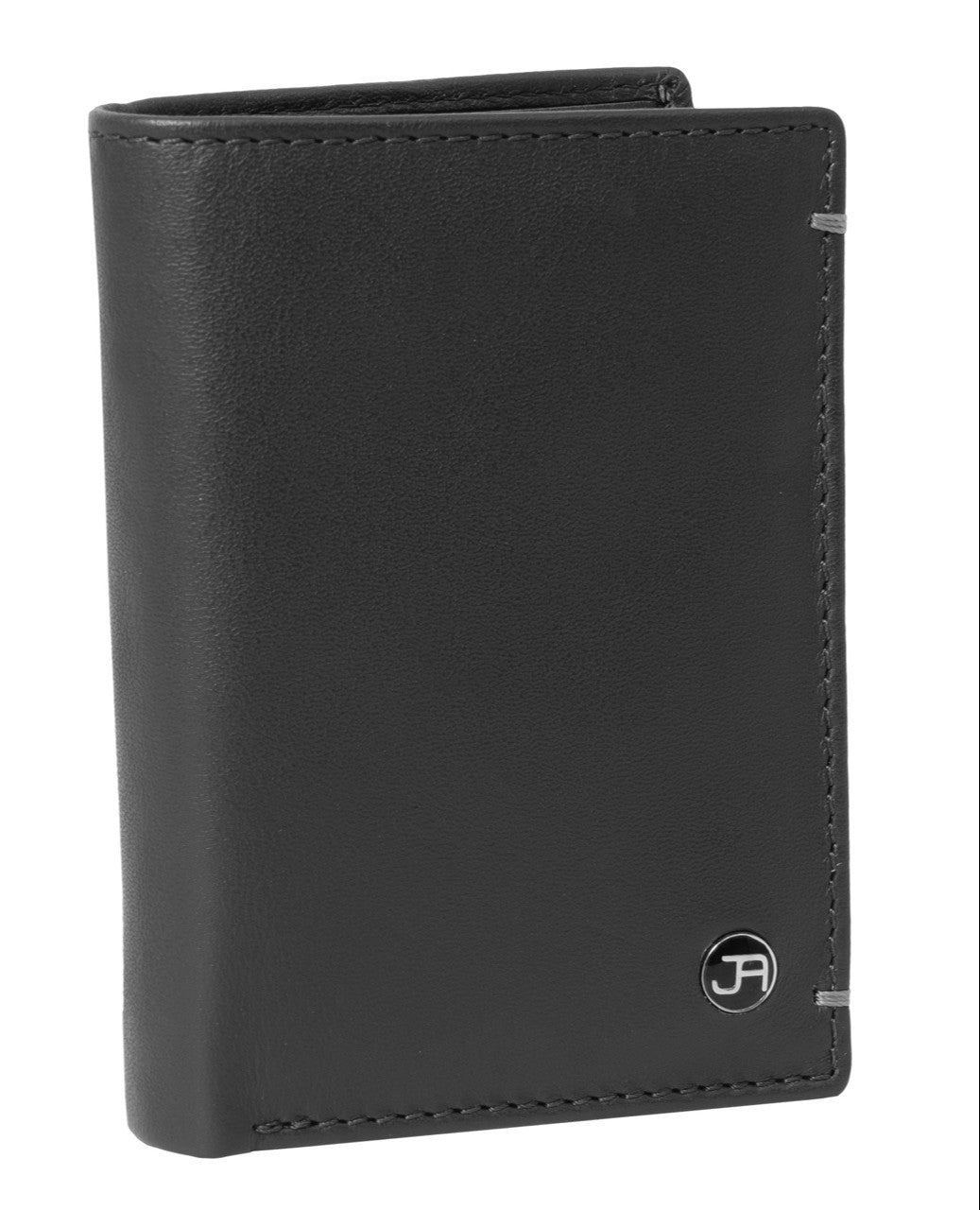 title:Jack Abrahams Bi-Fold RFID Minimalist Wallet With Zipper Pocket;color:Black