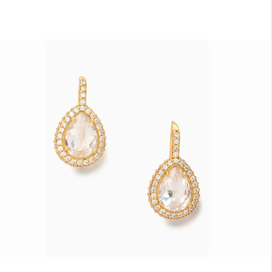 Kate Spade Gold-Tone Pav� Halo Drop Earrings