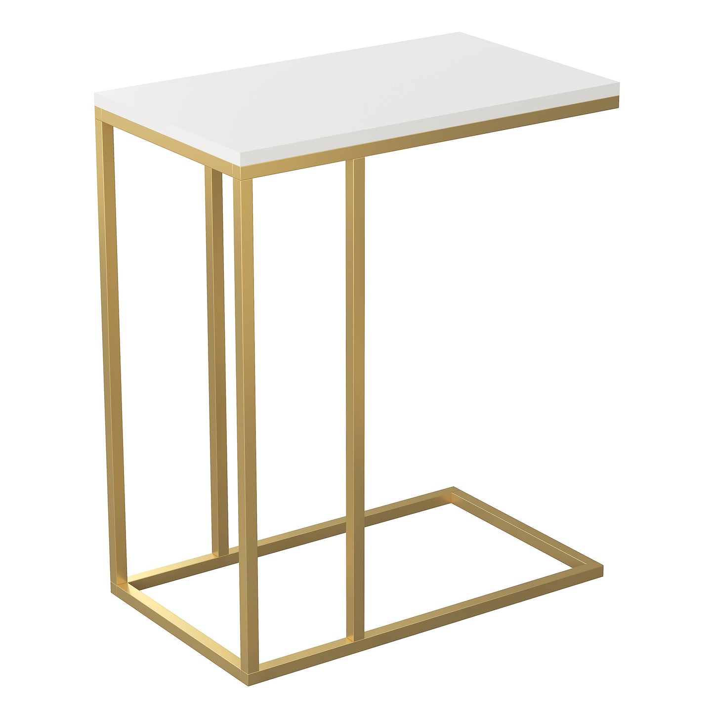 Safdie & Co. End Side Table 19" C-Shaped White Gold Metal