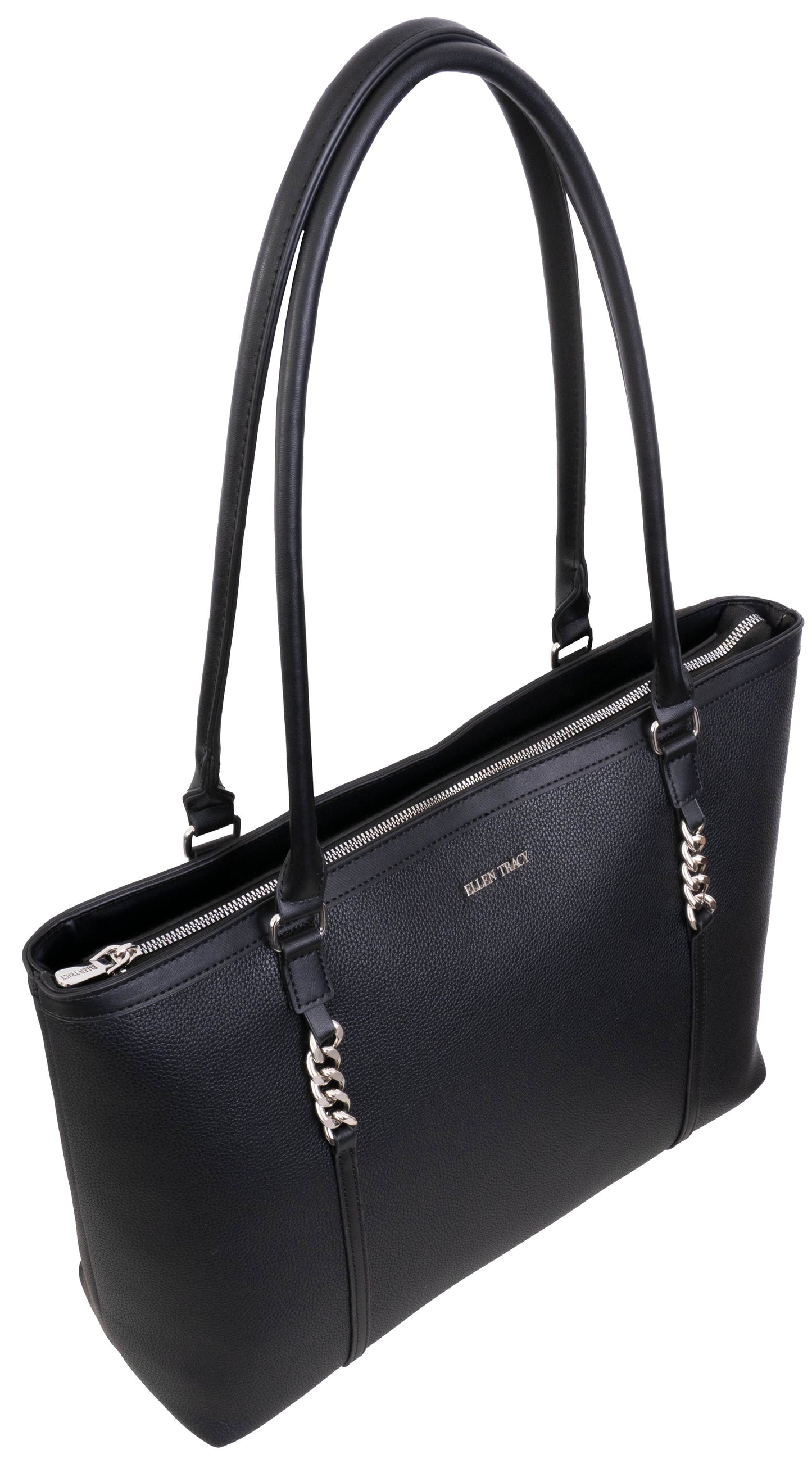 Ellen Tracy Double Handle Tote with Chunky Chain Detail