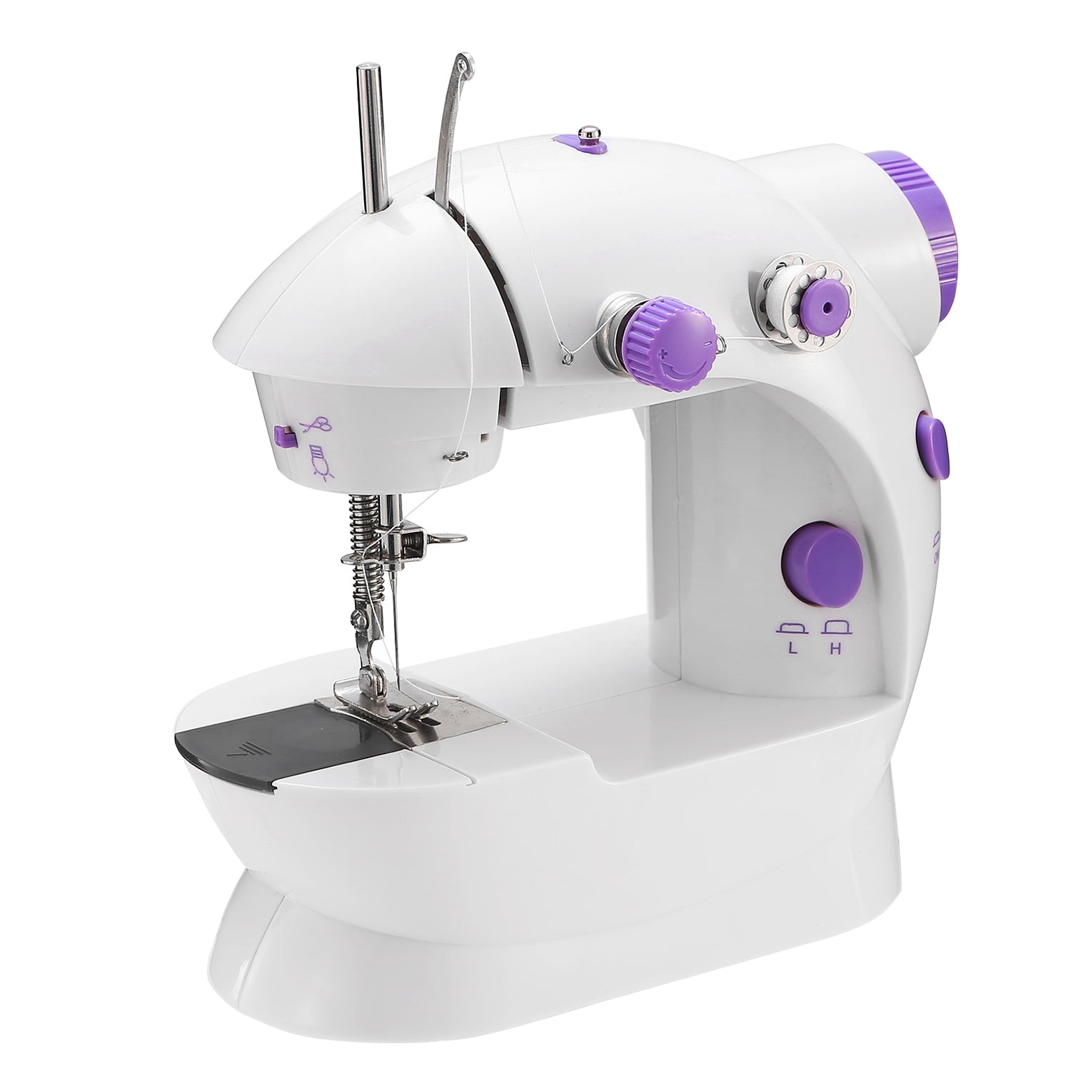 title:Electric Sewing Machine Portable 2 Speed Overlock Foot w/ Foot Pedal LED Light;color:White