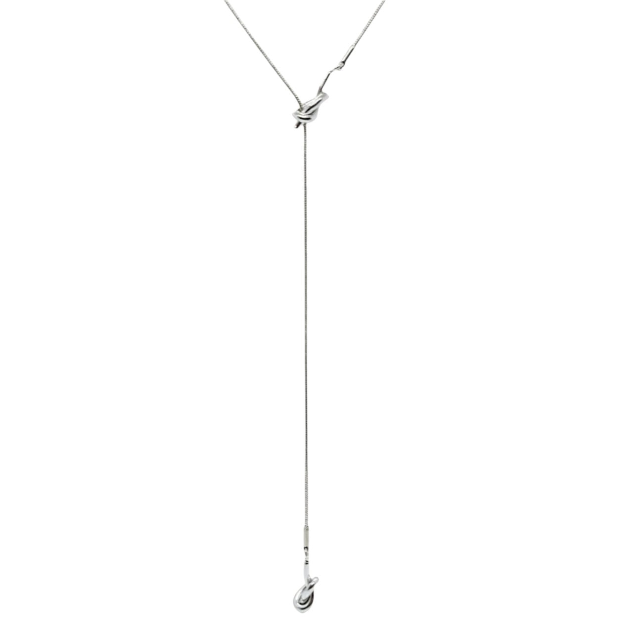 title:Lariat Love Knot Necklace;color:Silver