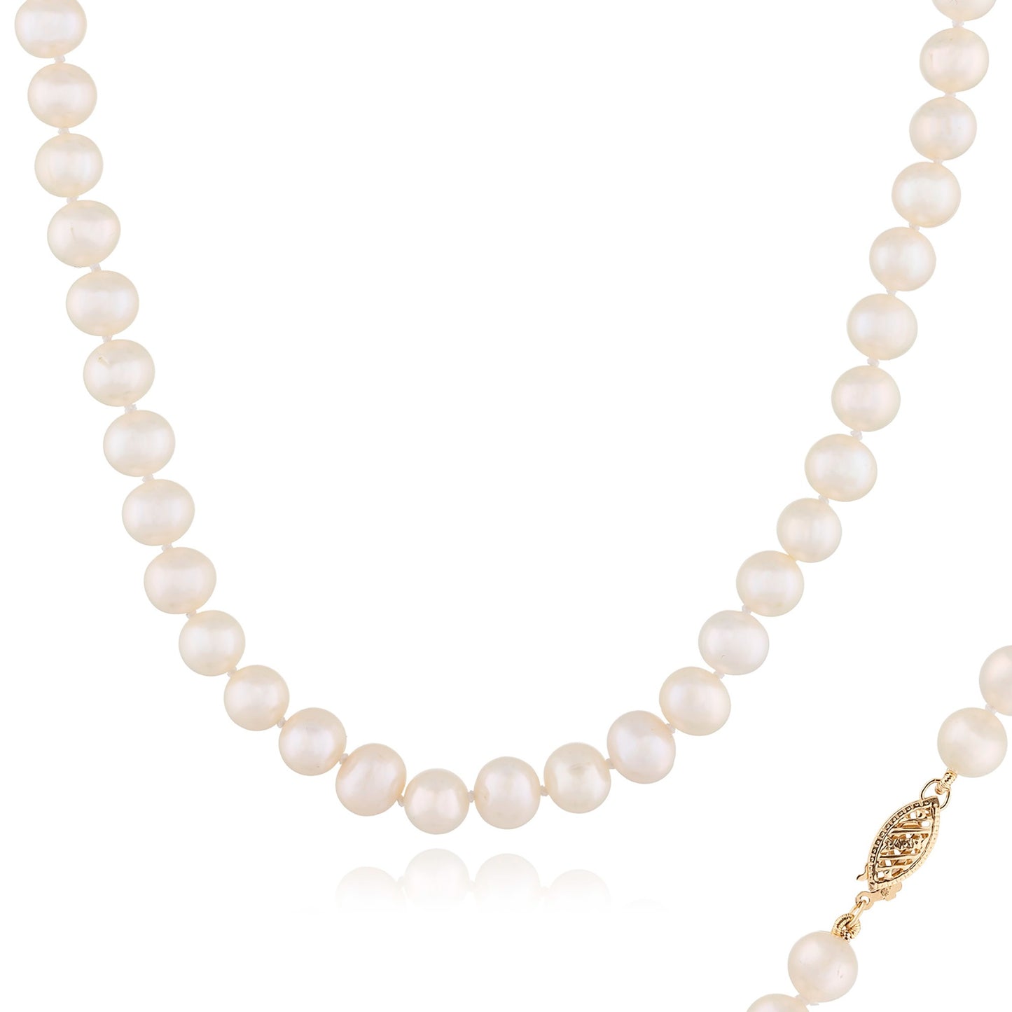 title:Splendid Pearls 7mm Pearl Necklace;color:White