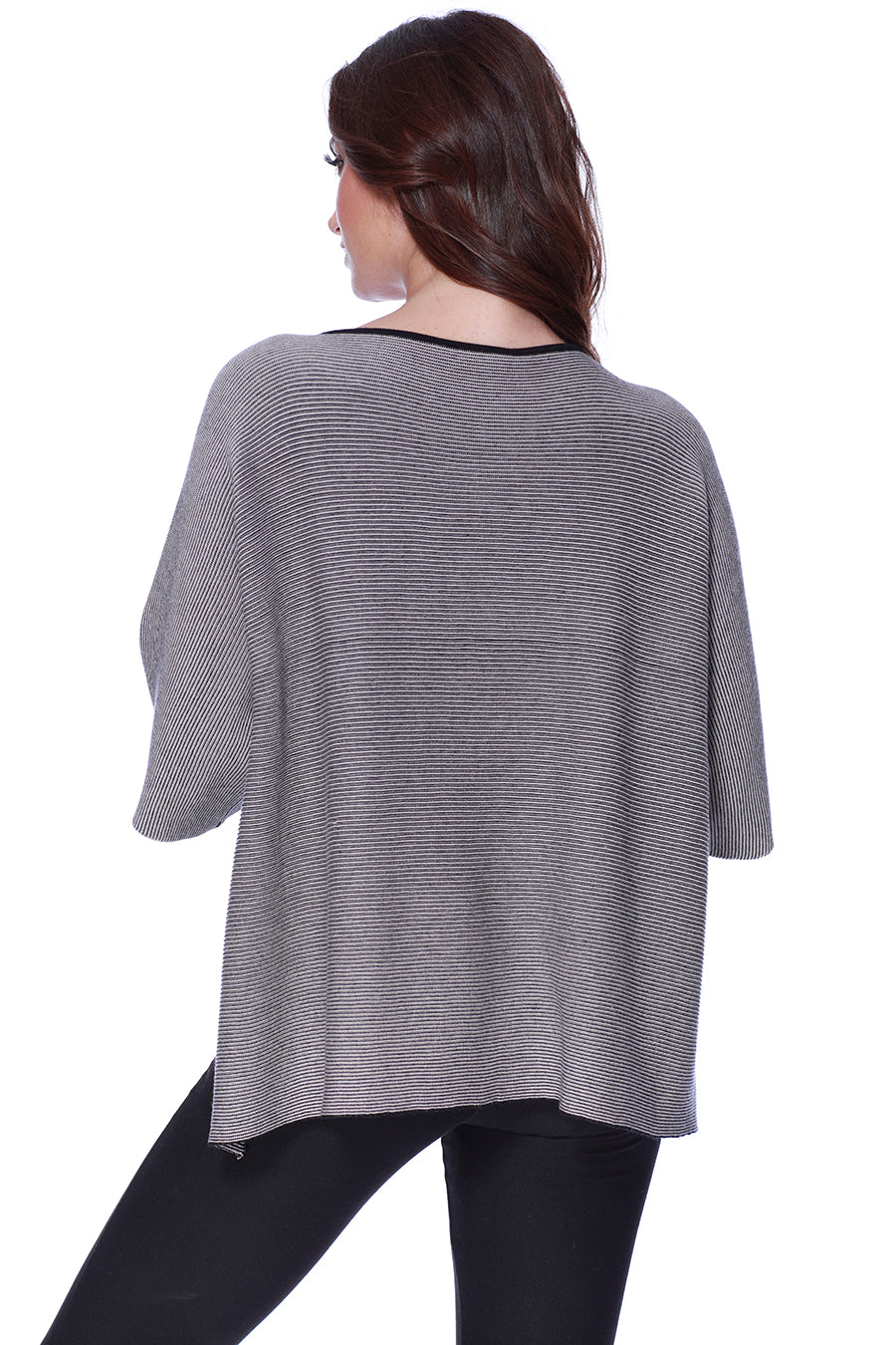 Angel Apparel 2-Tone High Slit Sweater Poncho