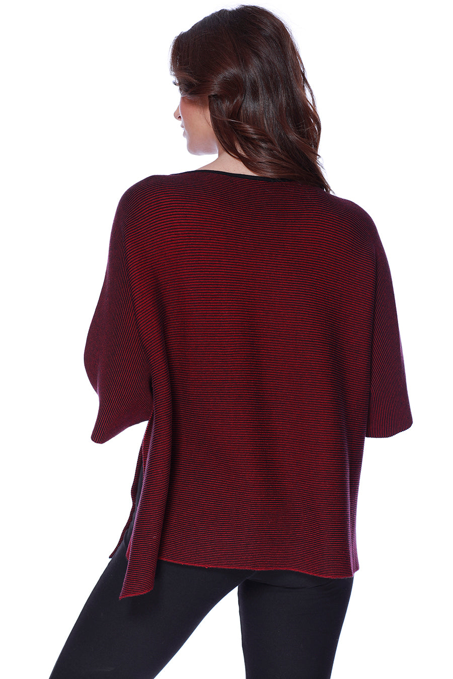 Angel Apparel 2-Tone High Slit Sweater Poncho