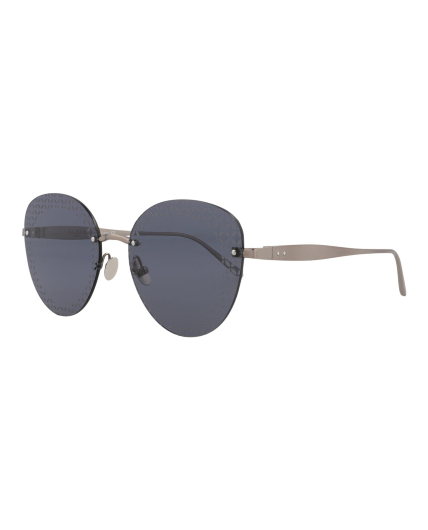 title:Alaia Cat Eye-Frame Metal Sunglasses;color:Ruthenium Ruthenium Blue