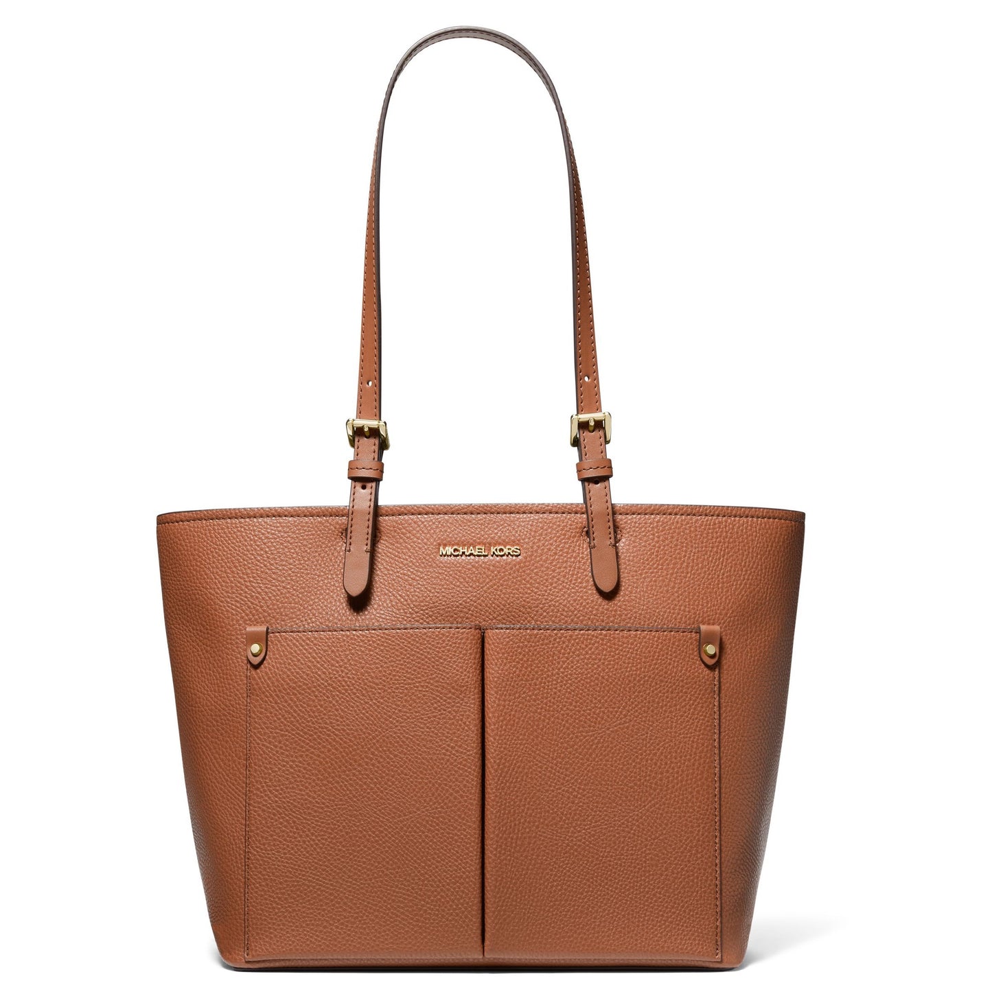 title:Michael Kors Women's Jet Set Medium Pocket Vegan Leather Tote Bag;color:Luggage