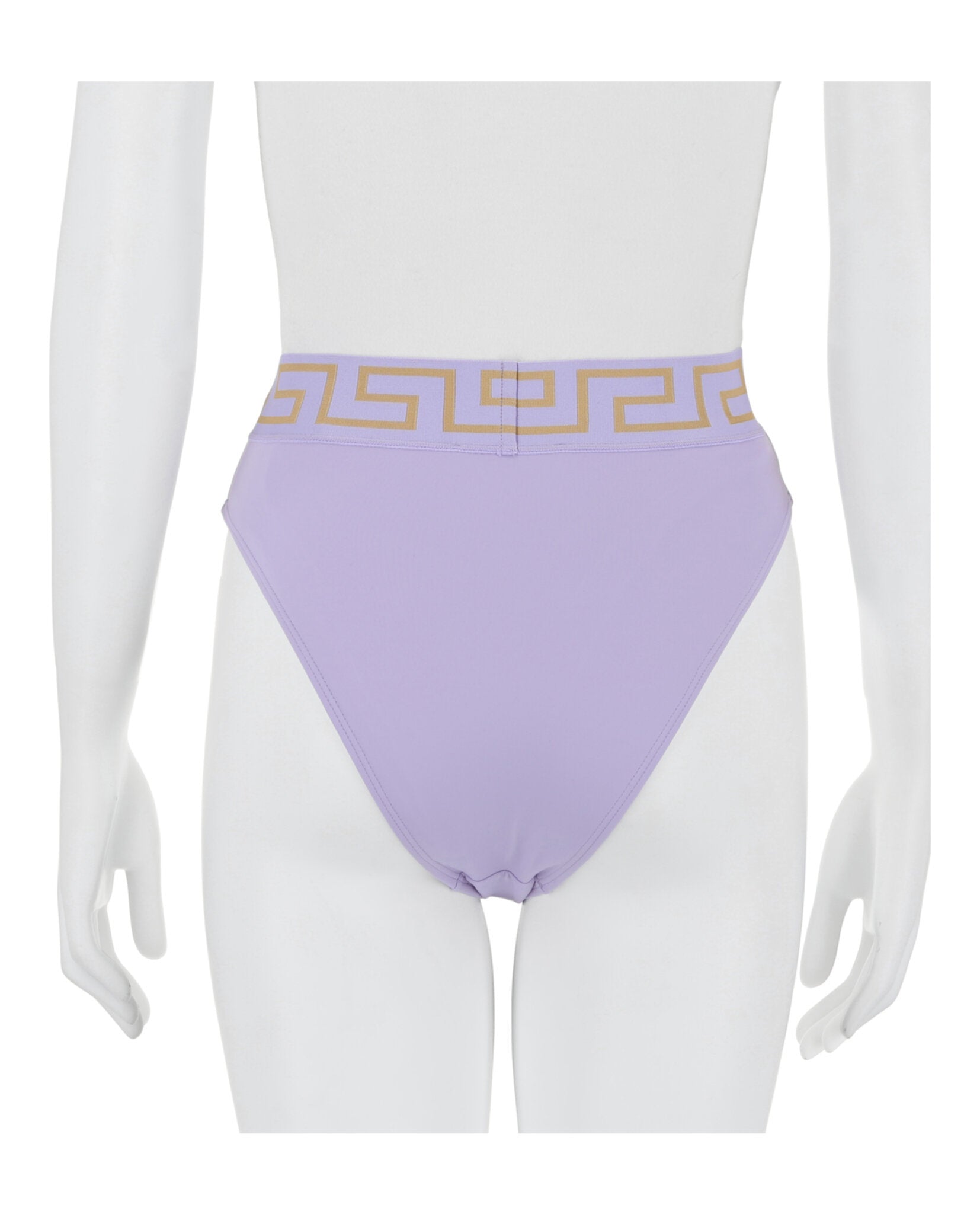 title:Versace Greca Border High Waist Bikini Bottoms;color:Purple