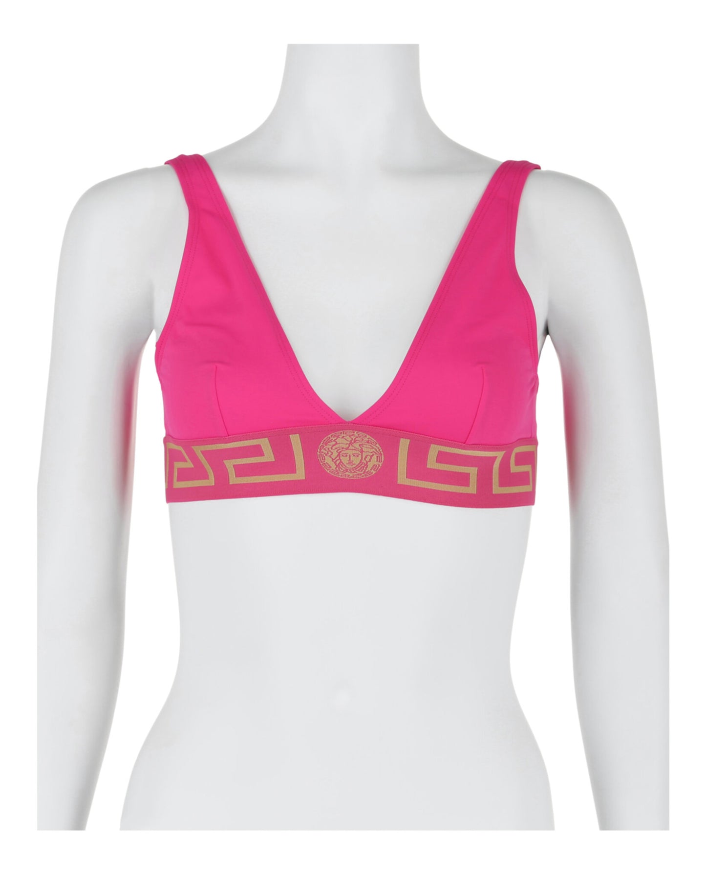 title:Versace Greca Border Triangle Bikini Top;color:Pink