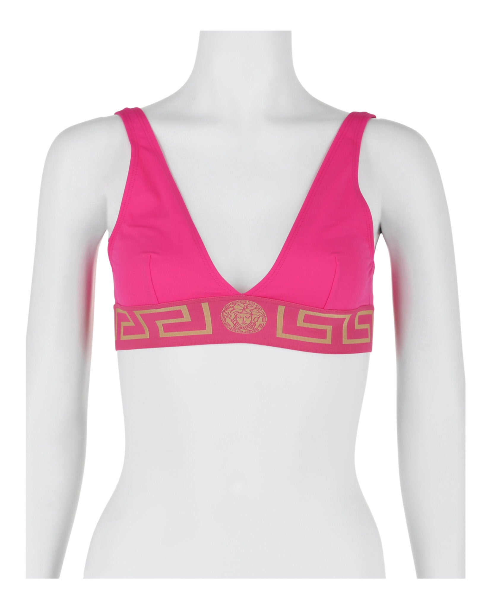 title:Versace Greca Border Triangle Bikini Top;color:Pink