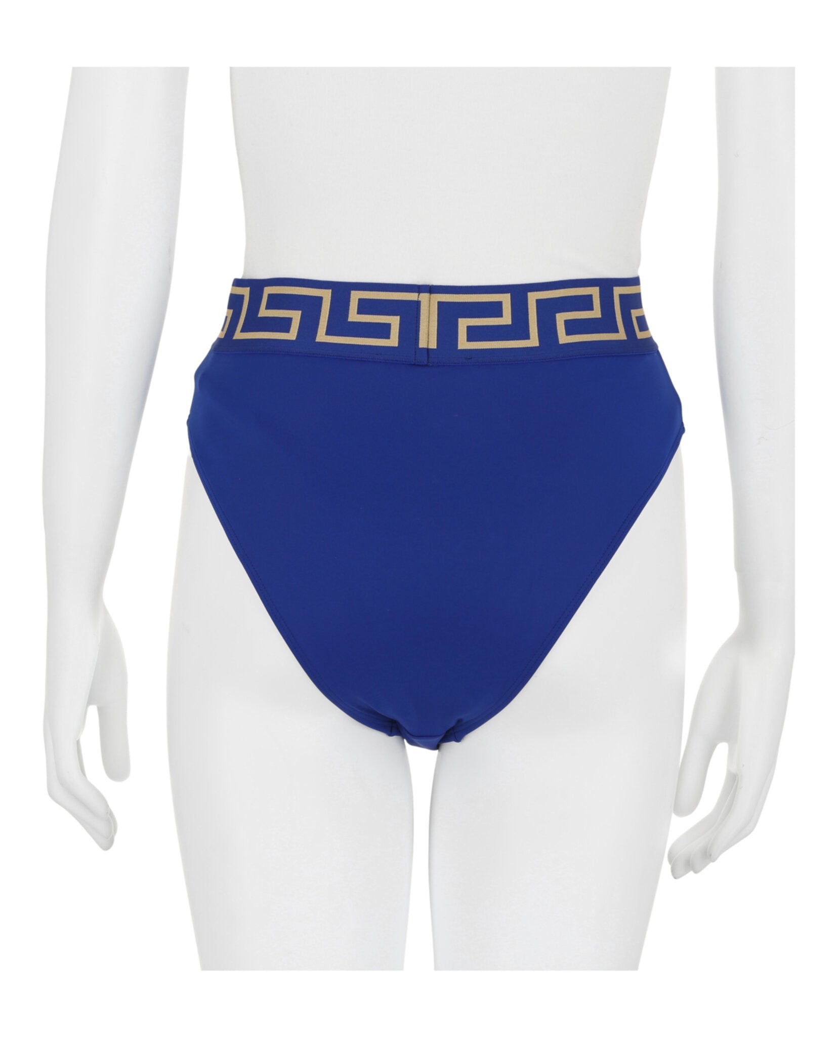 title:Versace Greca Border High Waist Bikini Bottoms;color:Blue