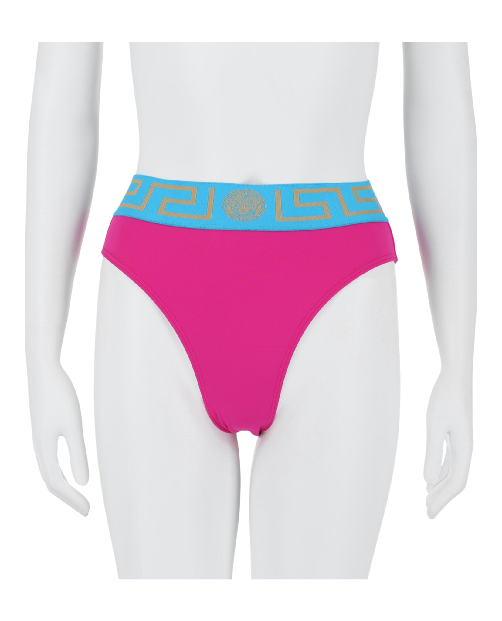 title:Versace Greca Border High Waist Bikini Bottoms;color:Multi