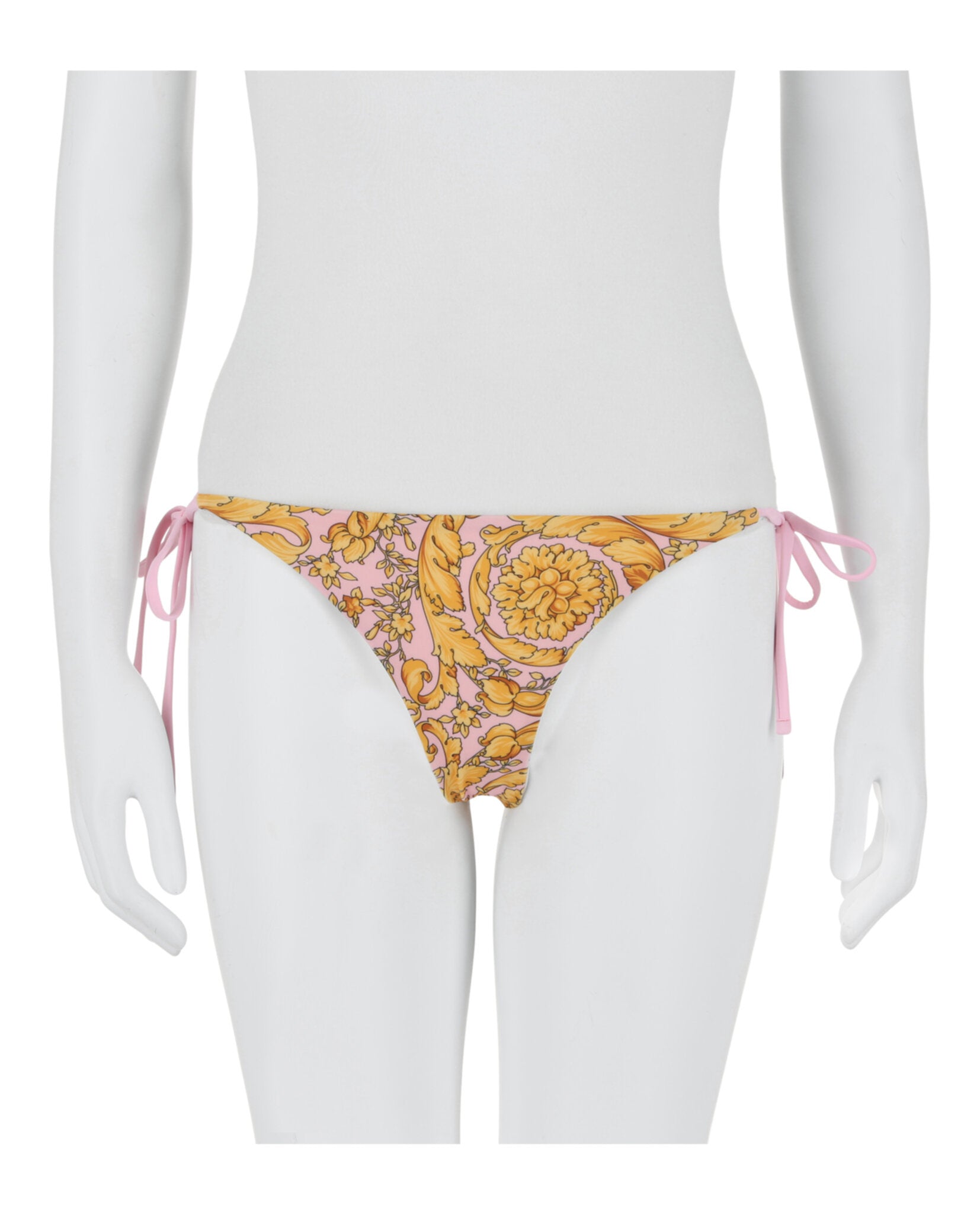 title:Versace Barocco Printed Bikini Bottom;color:Pink Yellow