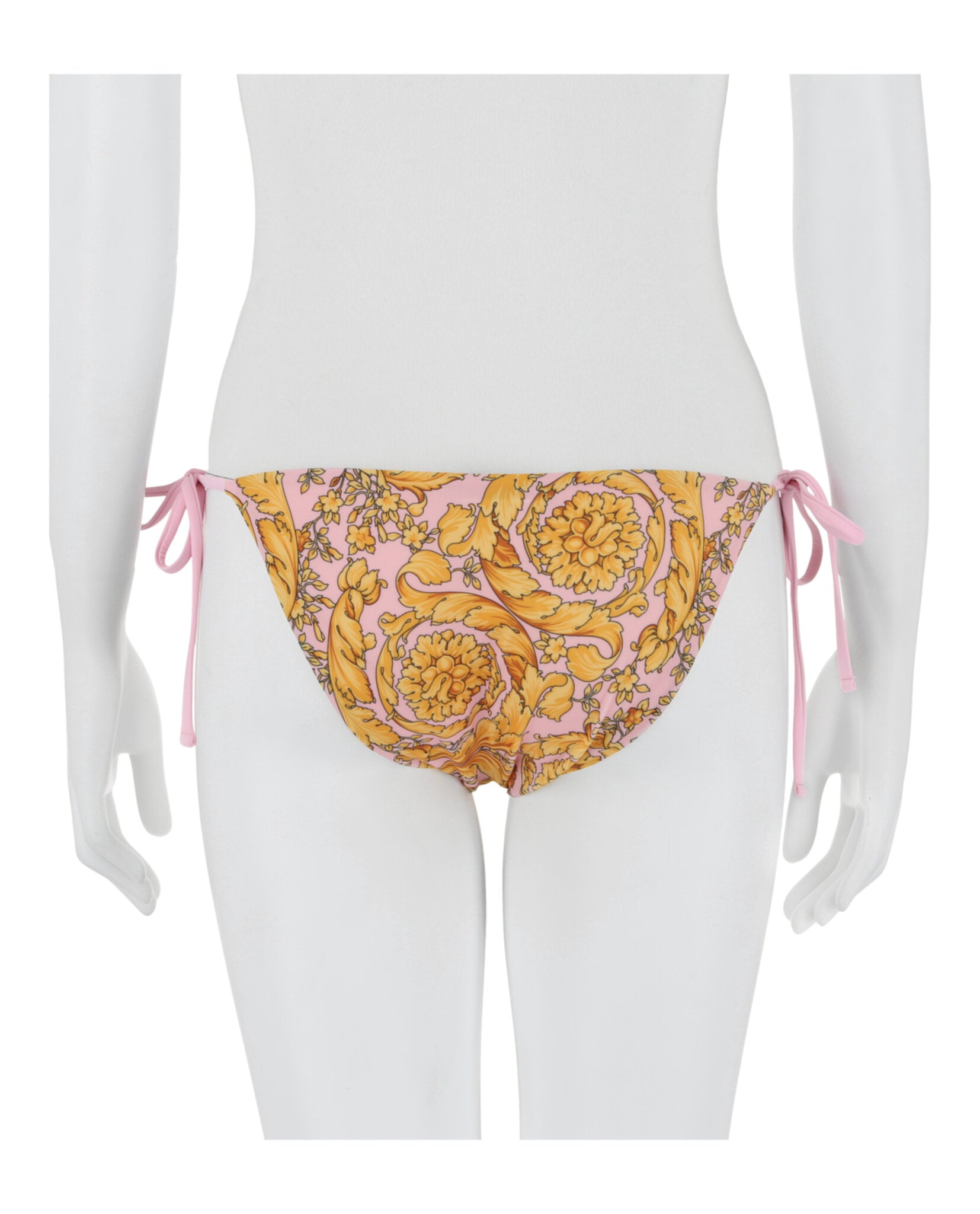 title:Versace Barocco Printed Bikini Bottom;color:Pink Yellow