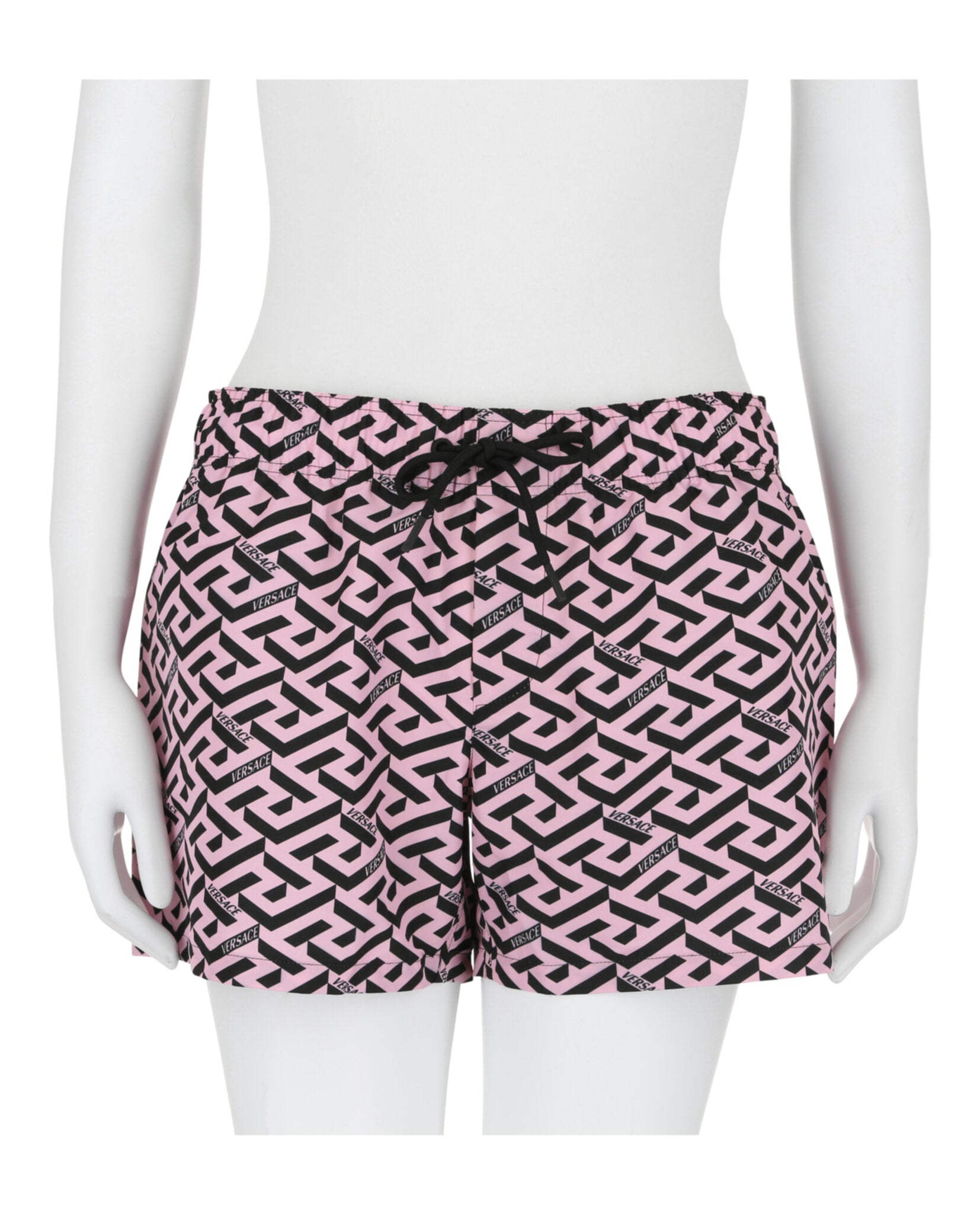 title:Versace Greca Patterned Swim Shorts;color:Black