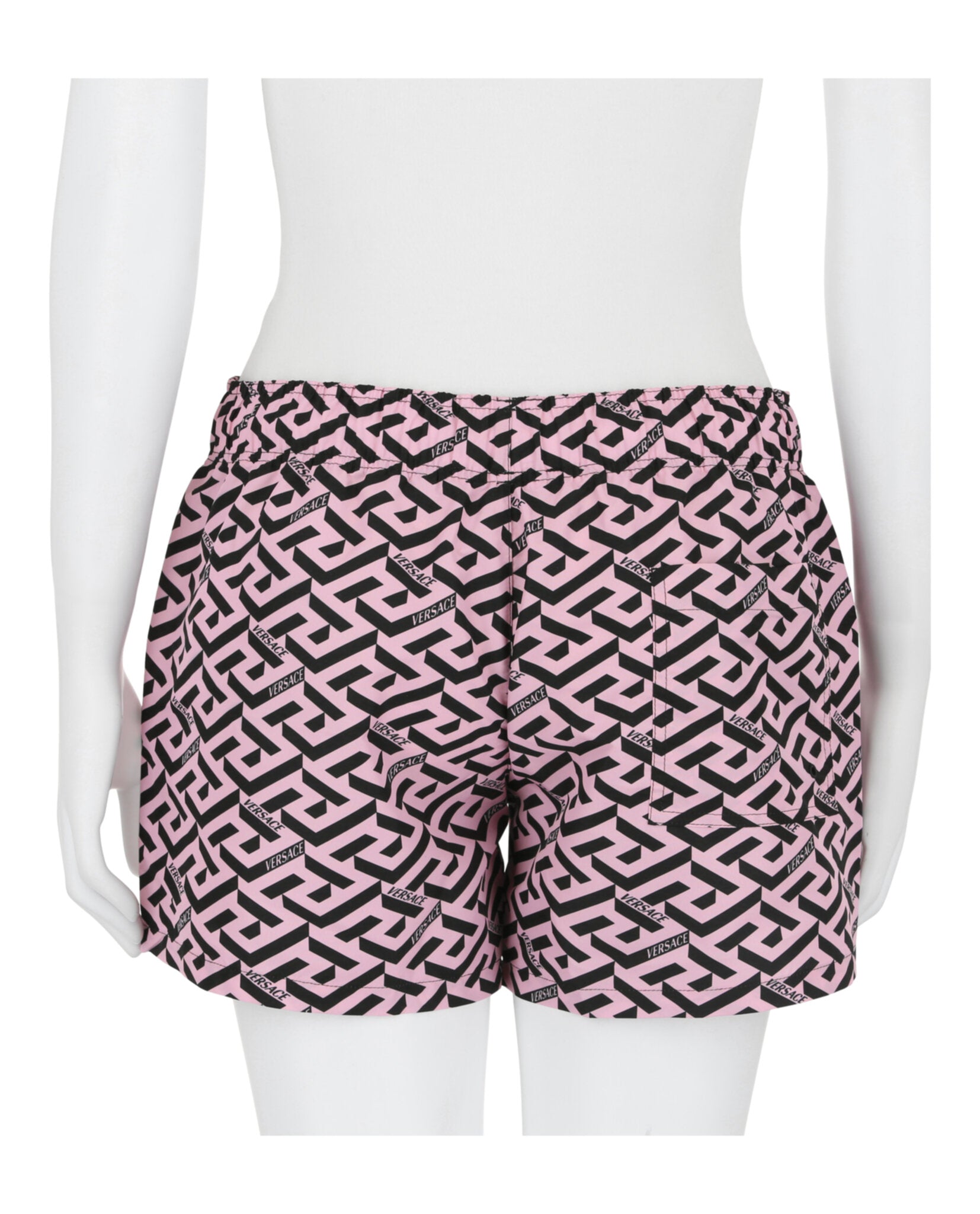 title:Versace Greca Patterned Swim Shorts;color:Black