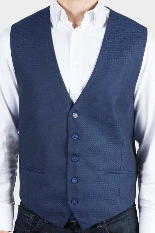 Navy Jacquard Formal Vest