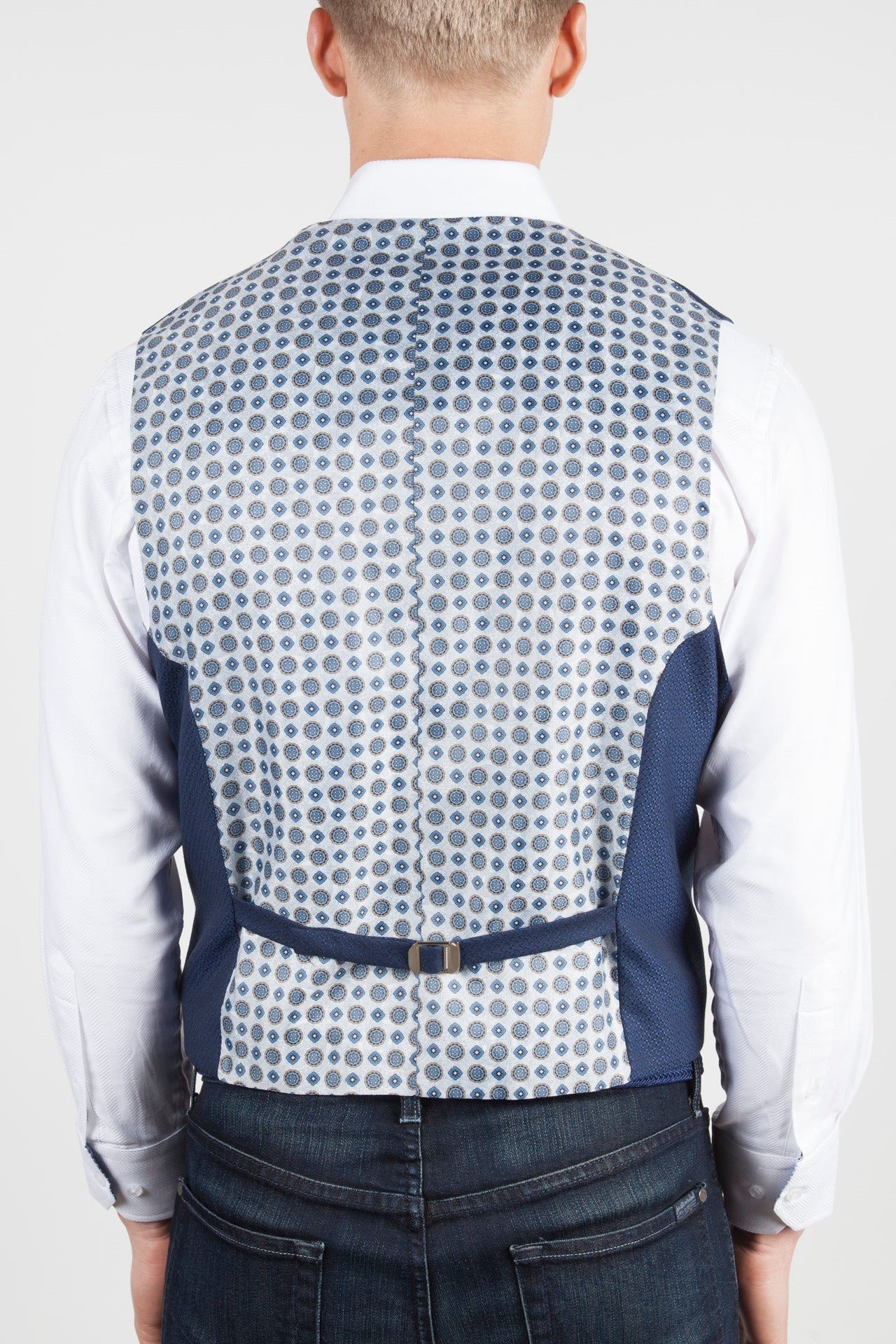 Navy Jacquard Formal Vest