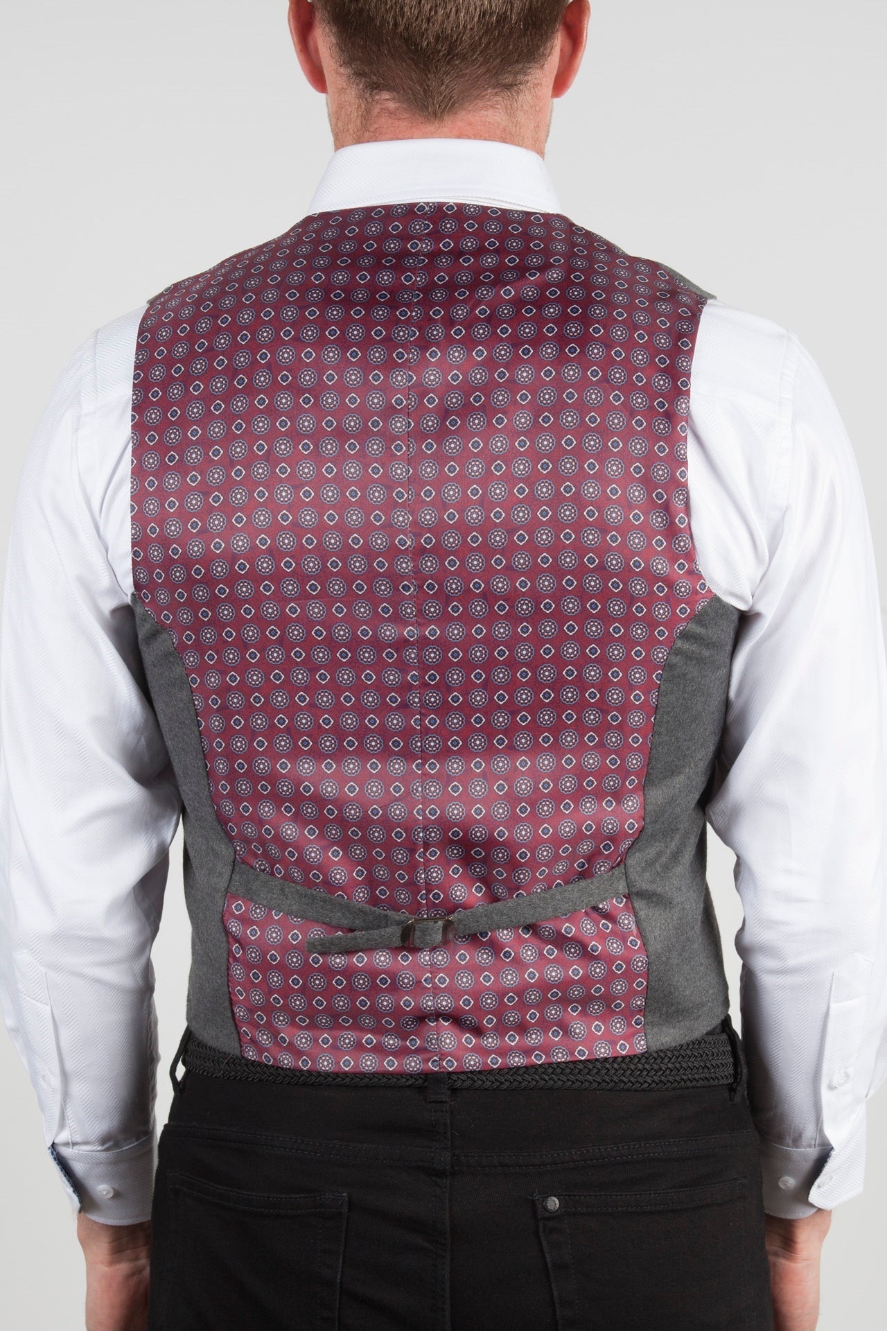 Solid Grey Formal Vest, Navy Buttons