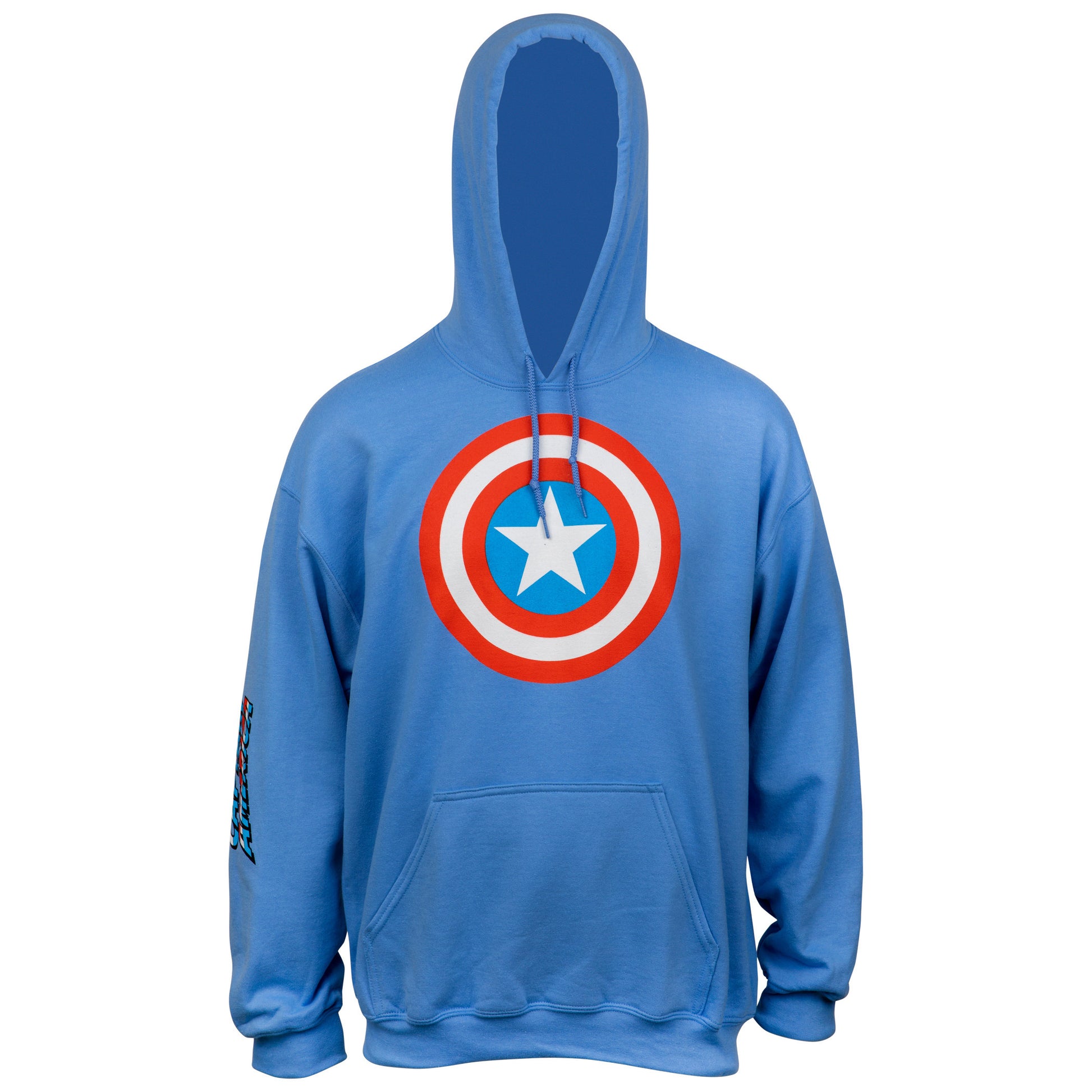 title:Captain America Shield Symbol with Sleeve Print Text Pull Over Hoodie;color:Blue