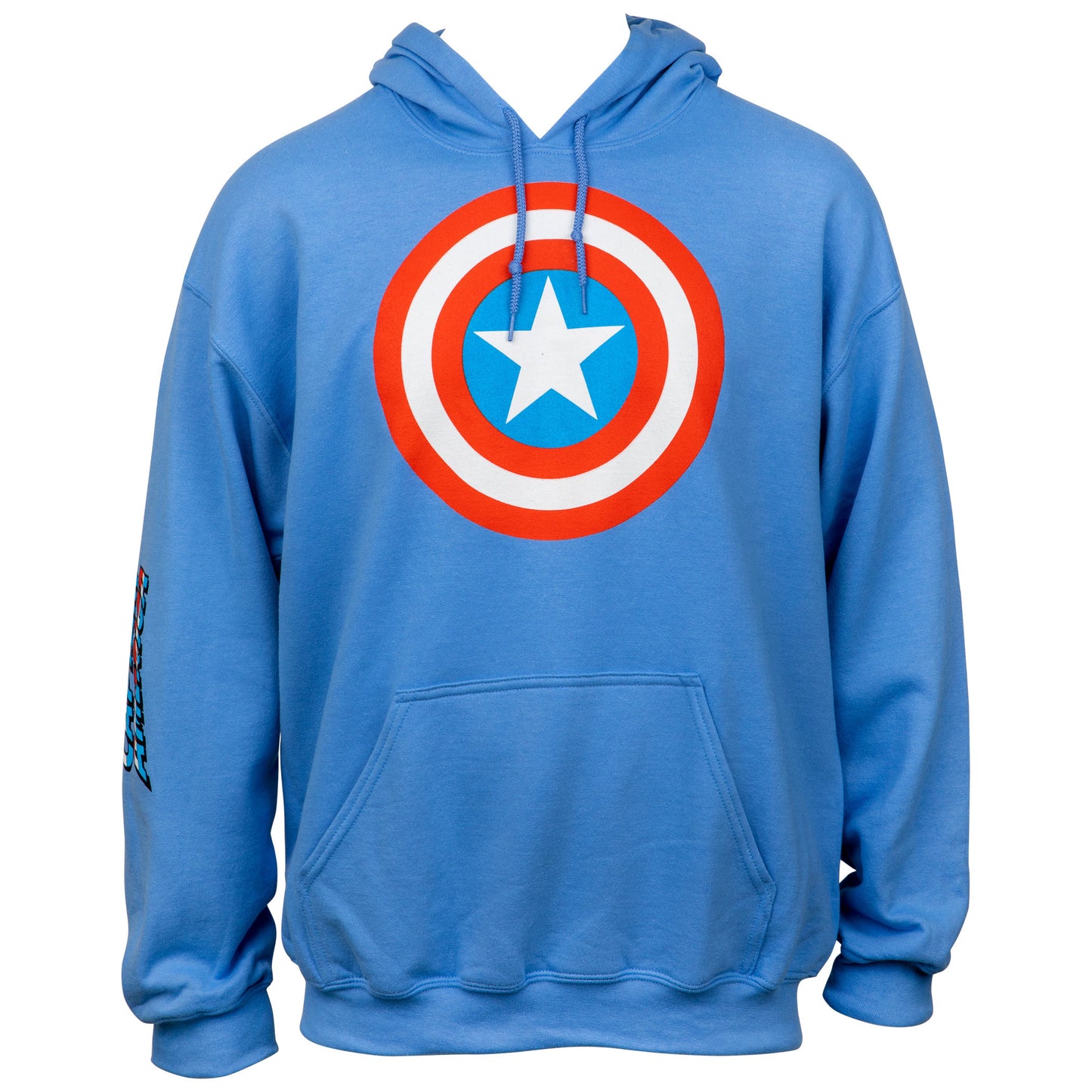 title:Captain America Shield Symbol with Sleeve Print Text Pull Over Hoodie;color:Blue